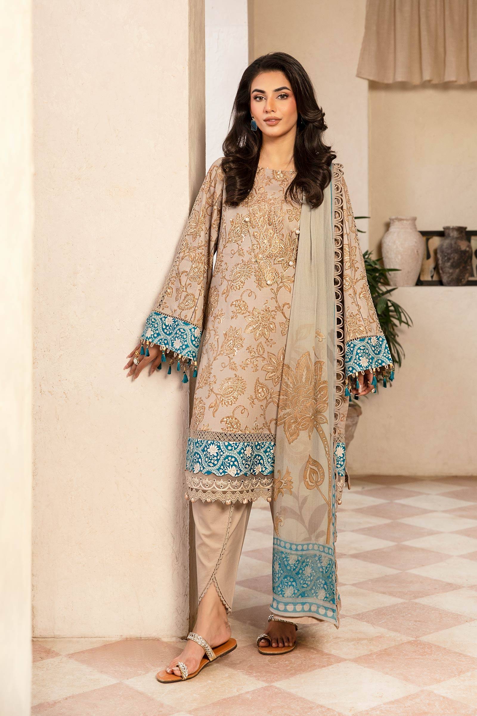 Maria B | Eid Basic Lawn | MB-CUS25-909B by Maria Faisal - Registered Vendor of : Maria B - type : Ladies Clothes - 100% original wedding dresses
