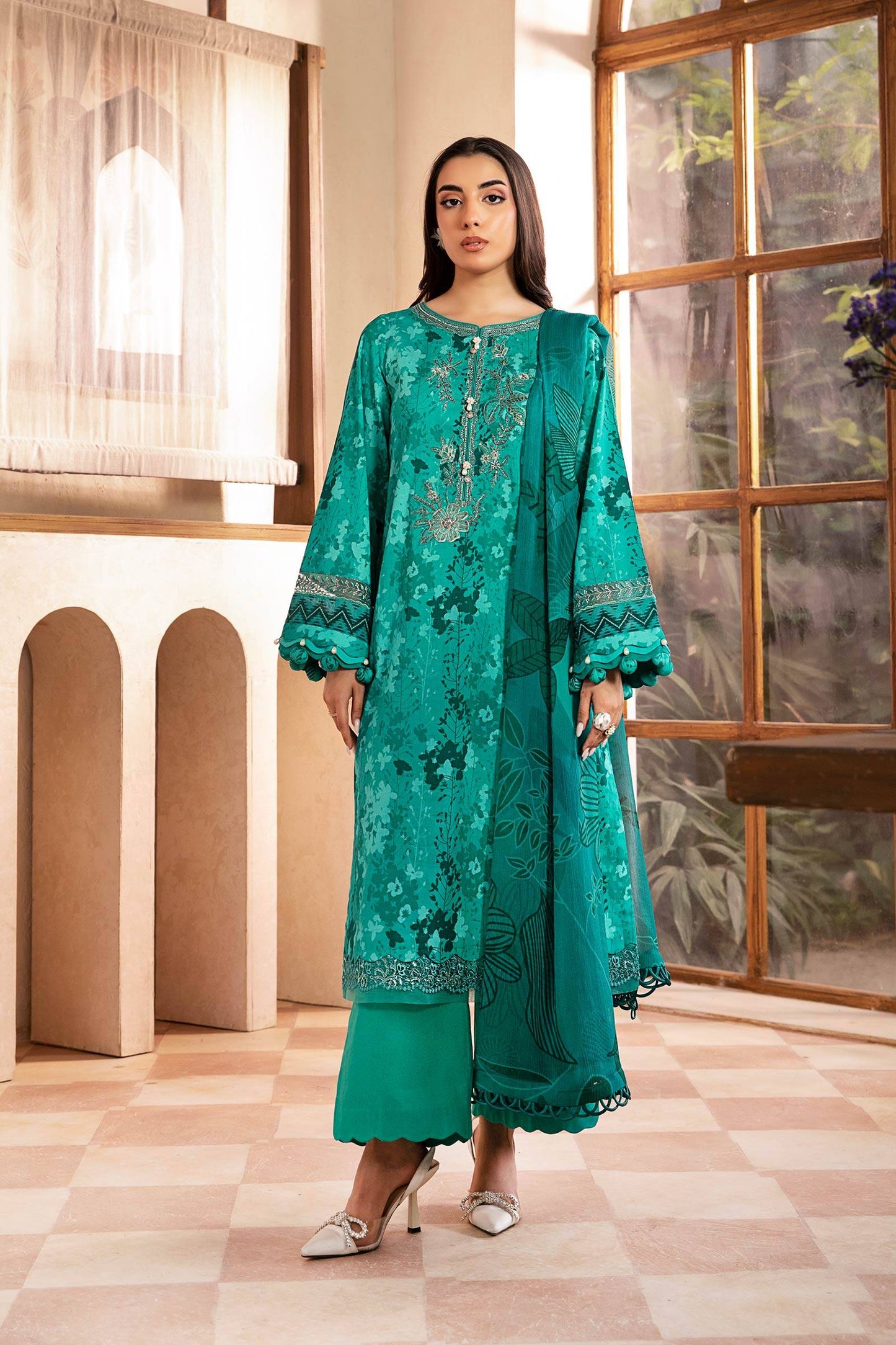 Maria B | Eid Basic Lawn | MB-CUS25-910A by Maria Faisal - Registered Vendor of : Maria B - type : Ladies Clothes - 100% original wedding dresses