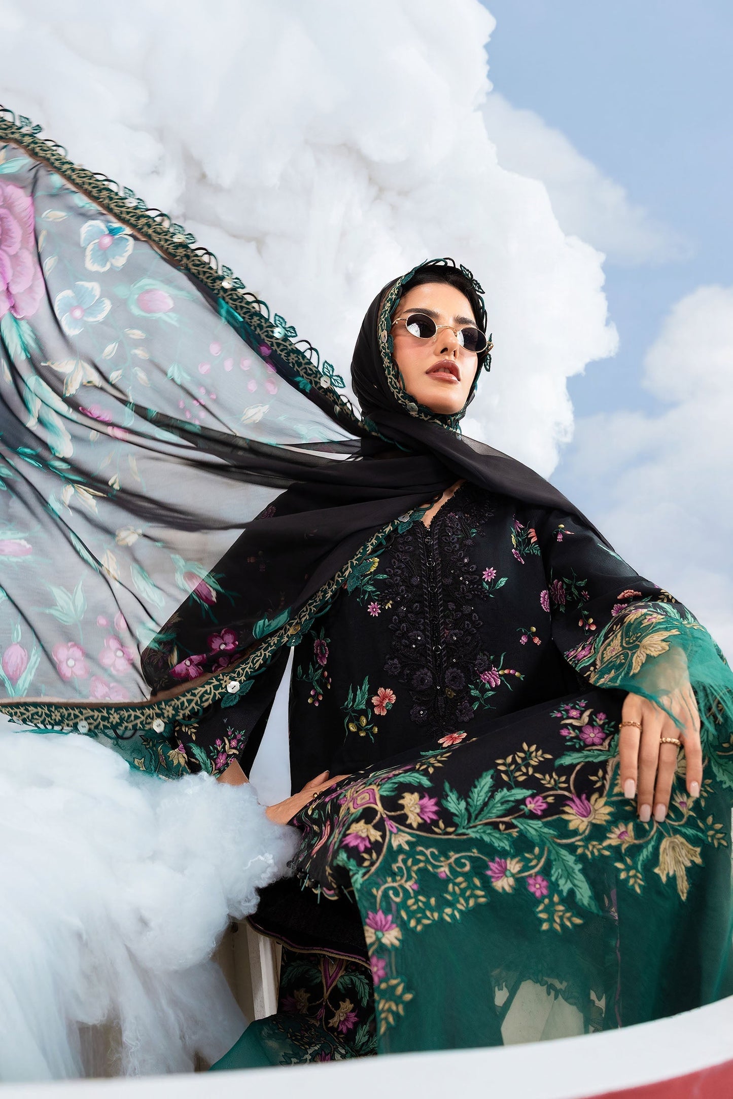 Maria B | M Basics Dreamscape Eid Lawn | MB-CUSV14-01B - Luxury Dress - available at Maria Faisal in UK and USA.