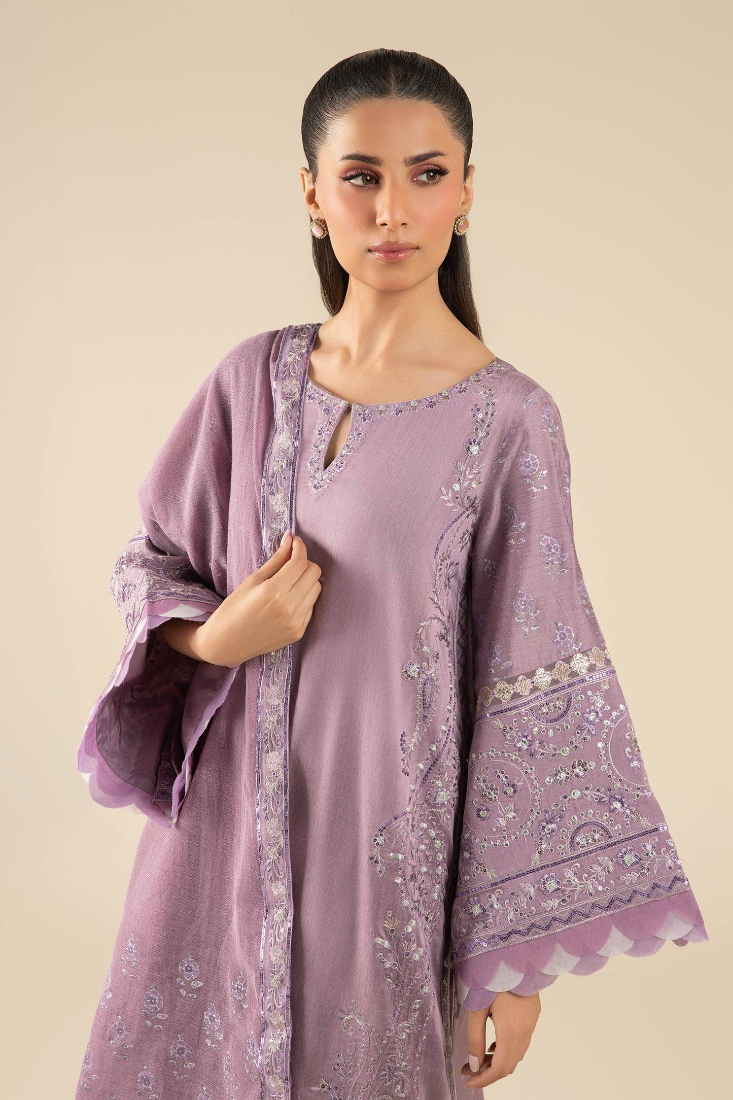 Maria B | Basics RTW | 3 Pc Embroidered Two Tone Silk Suit | MB-FS25-17 by Maria Faisal - Registered Vendor of : Maria B - type : Ladies Clothes - 100% original wedding dresses