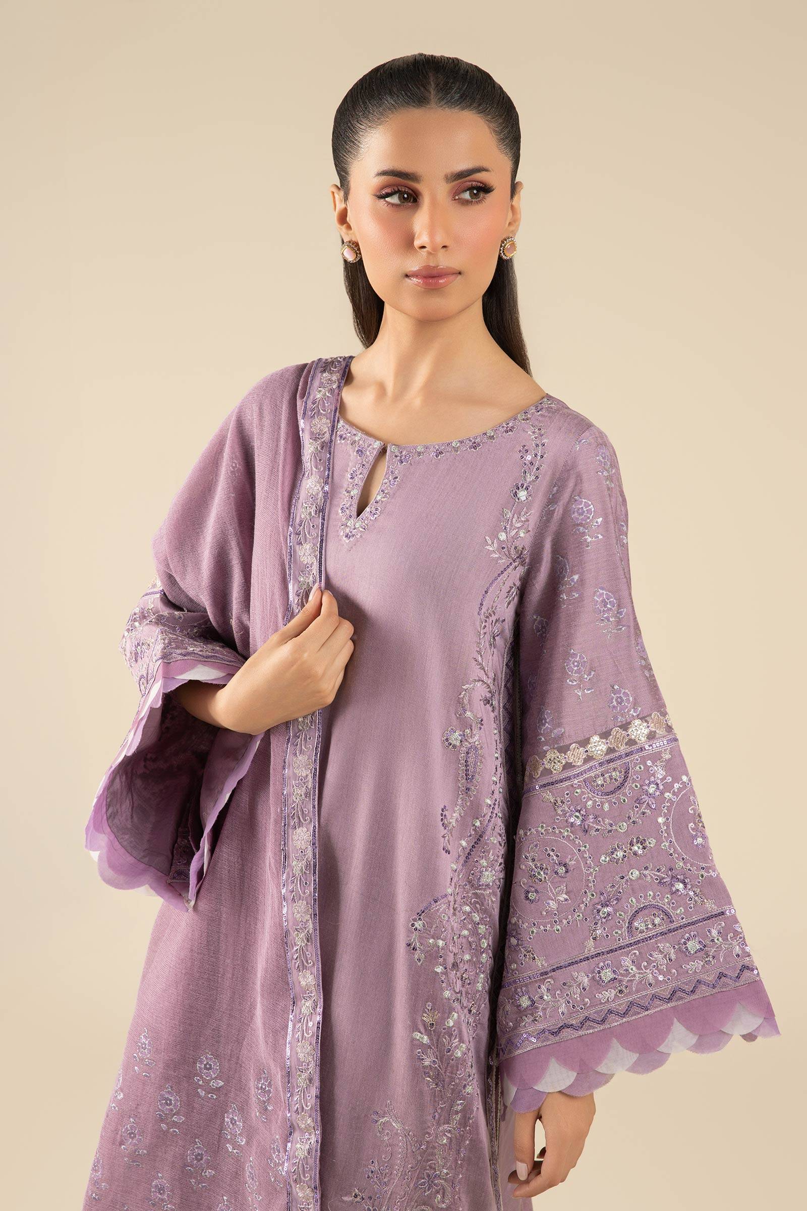 Maria B | Basics RTW | 3 Pc Embroidered Two Tone Silk Suit | MB-FS25-17 by Maria Faisal - Registered Vendor of : Maria B - type : Ladies Clothes - 100% original wedding dresses