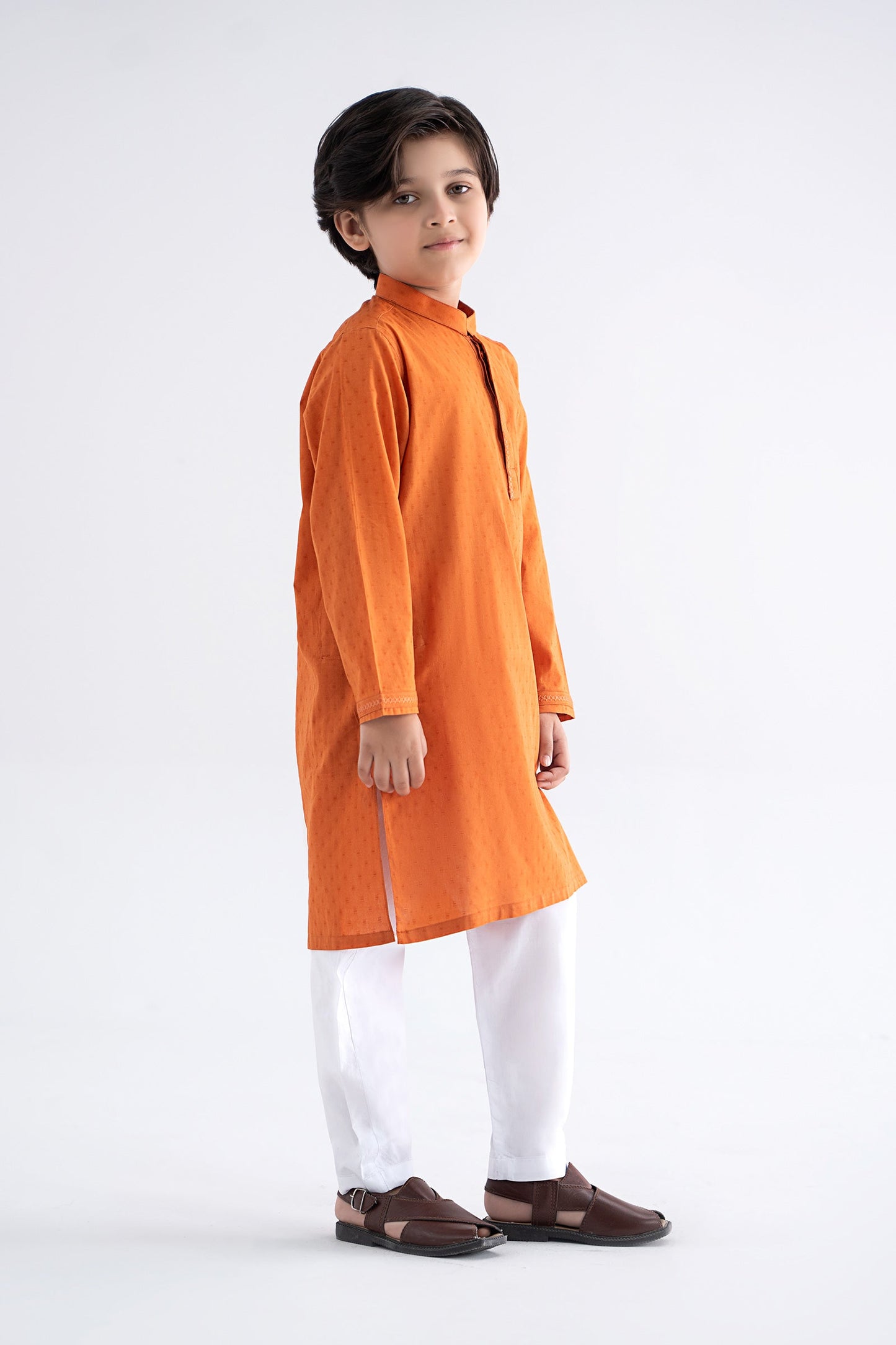 Embroidered Jacquard Kurta - Kids Clothes - available at Maria Faisal in UK and USA