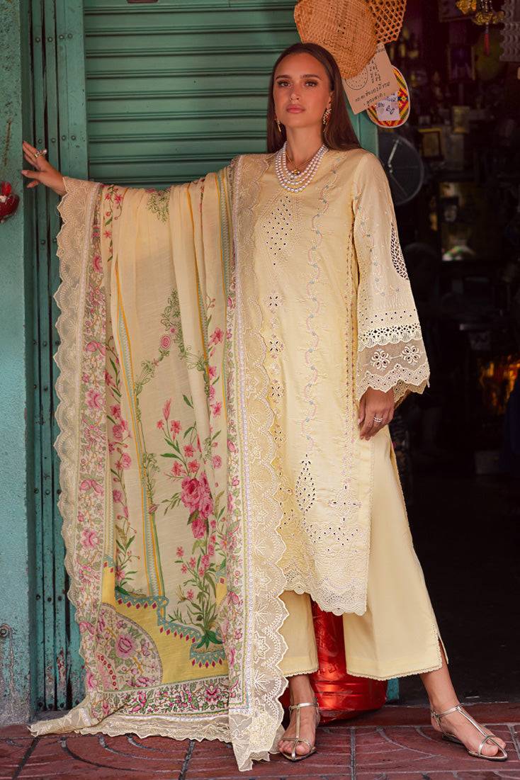 Marjjan | Carnation Lawn | MBL-14 B (LIME YELLOW) by Maria Faisal - Registered Vendor of : Marjjan - type : Ladies Clothes - 100% original wedding dresses