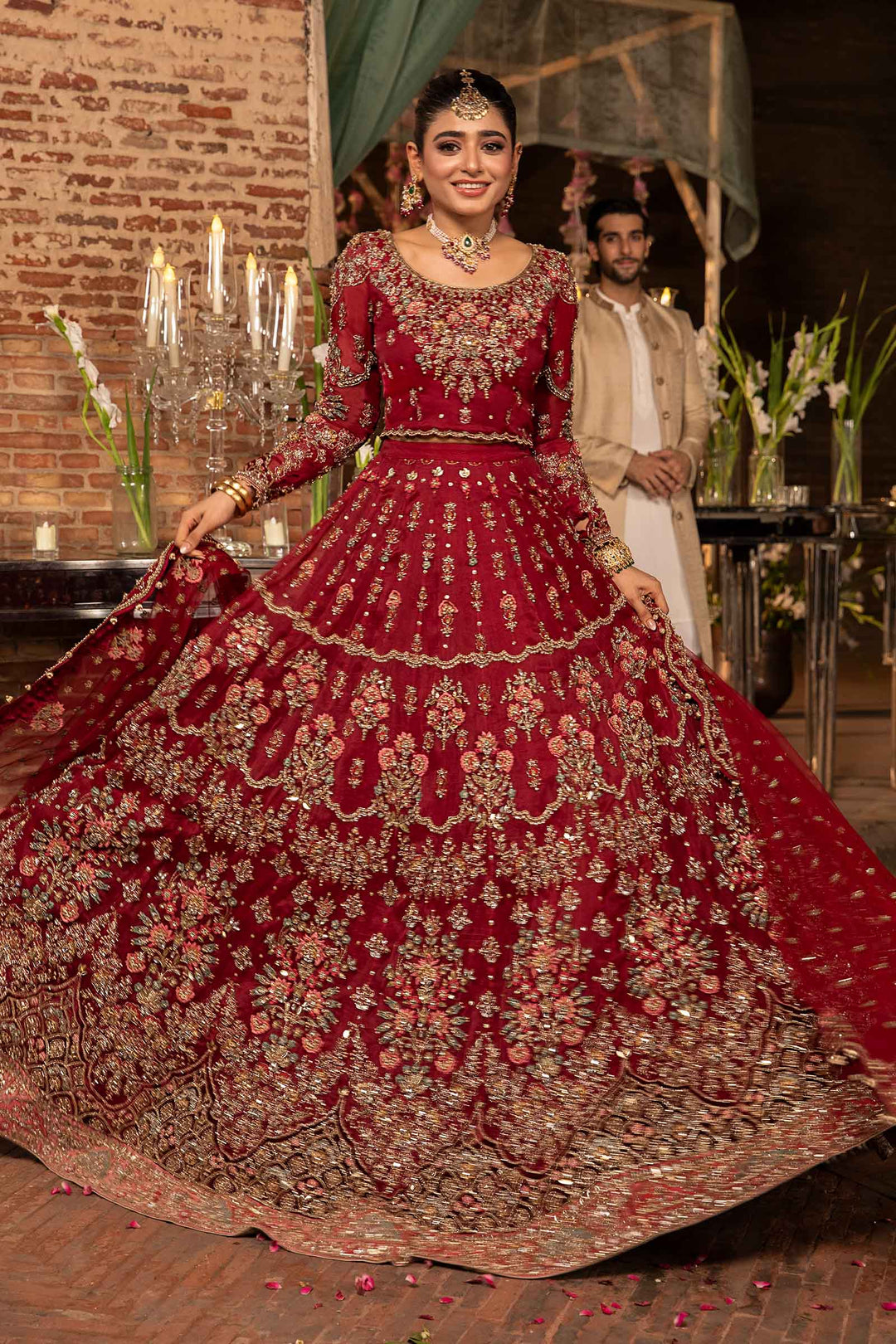 Maria B | Bridal Couture | Roza - Designer Dress with Intricate embroidery and embellishments. Shop elegent wedding dress at Maria Faisal.