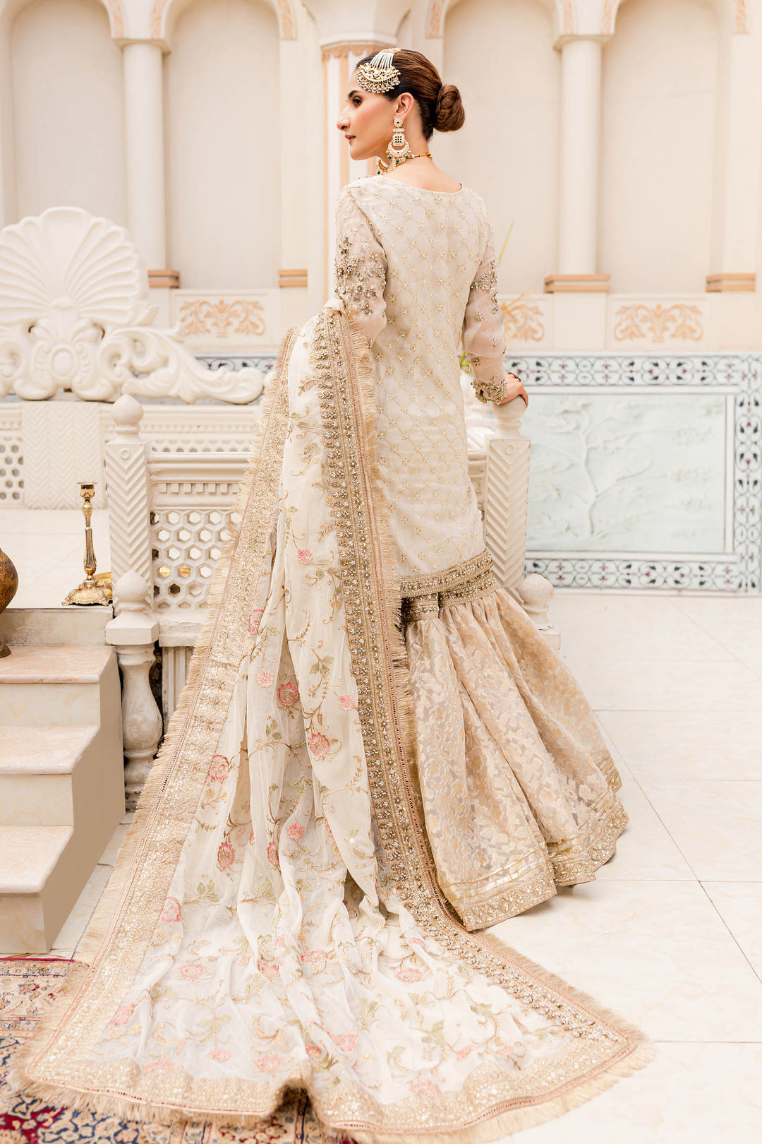 Maria B | Bridal Couture | Ivory Gold MC-906 - Designer Dress with Intricate embroidery and embellishments. Shop elegent wedding dress at Maria Faisal.