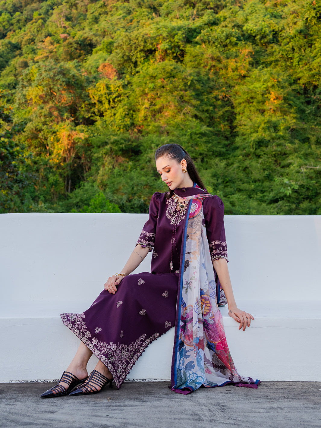 Izel | Dareen Luxury Lawn 26 | Meerab - Luxury Dress - available at Maria Faisal in UK and USA.
