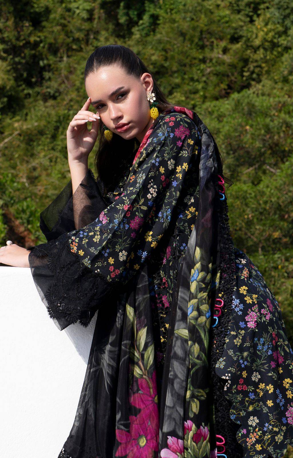 AJR Couture | Printakari Lawn 25 | Midnight Flora by Maria Faisal - Registered Vendor of : AJR Couture - type : Ladies Clothes - 100% original wedding dresses