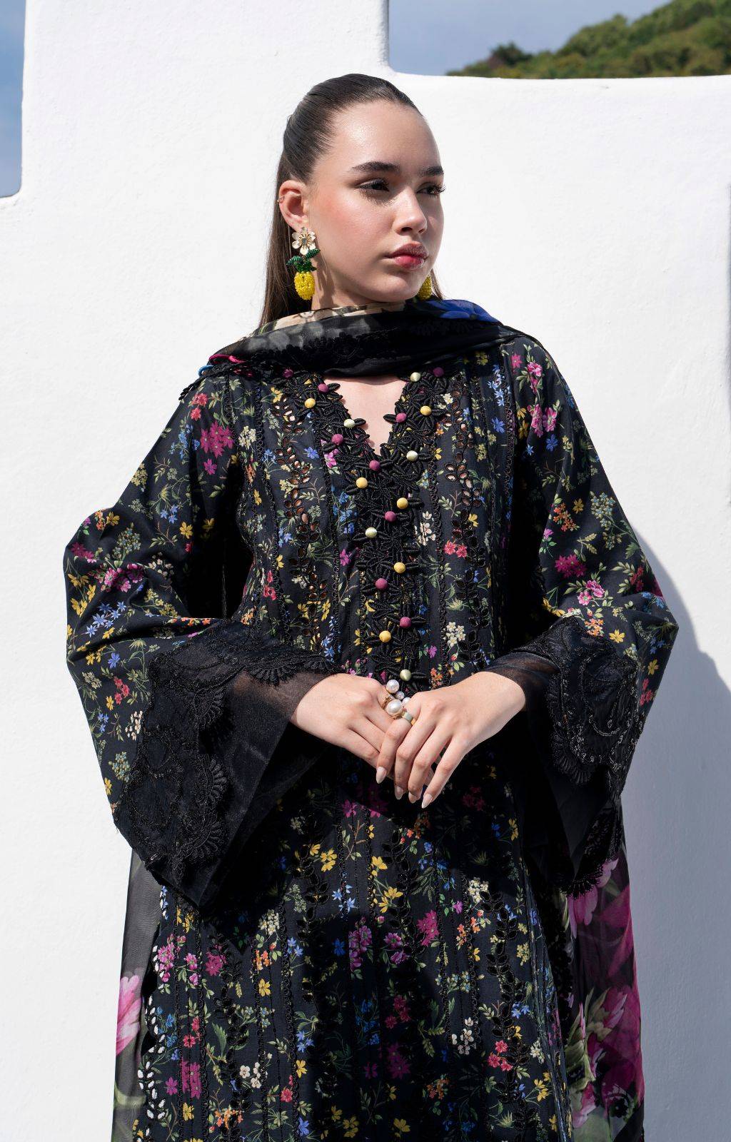AJR Couture | Printakari Lawn 25 | Midnight Flora by Maria Faisal - Registered Vendor of : AJR Couture - type : Ladies Clothes - 100% original wedding dresses