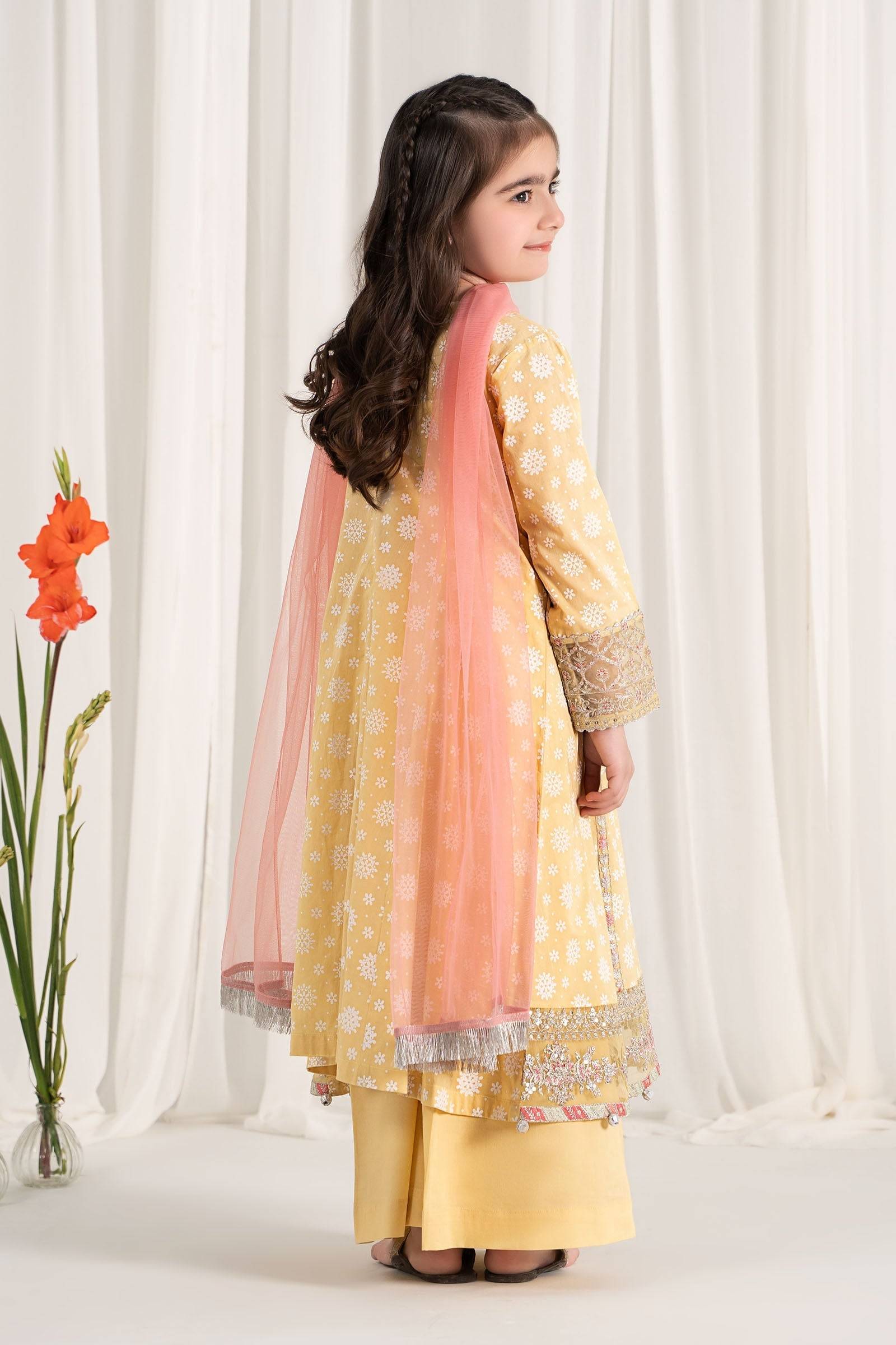 Maria B | 3 Piece Embroidered Lawn Suit | MKD-EF25-09 by Maria Faisal - Registered Vendor of : Maria B - type : Kids Clothes - 100% original wedding dresses