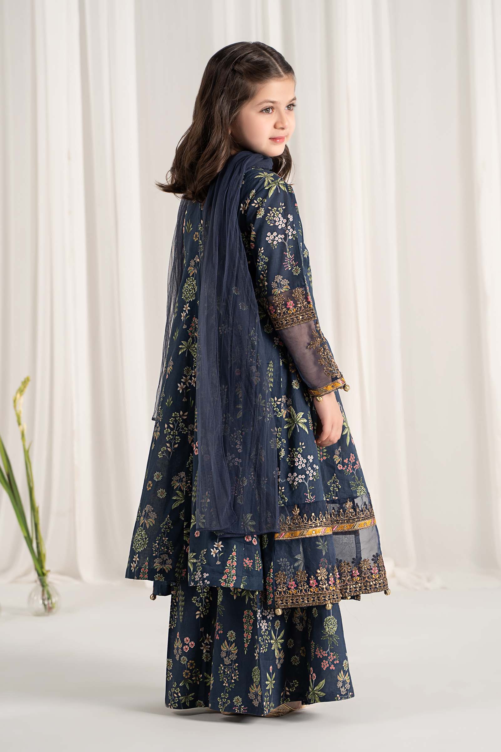 Maria B | 3 Piece Printed Lawn Suit | MKD-EF25-13 by Maria Faisal - Registered Vendor of : Maria B - type : Kids Clothes - 100% original wedding dresses