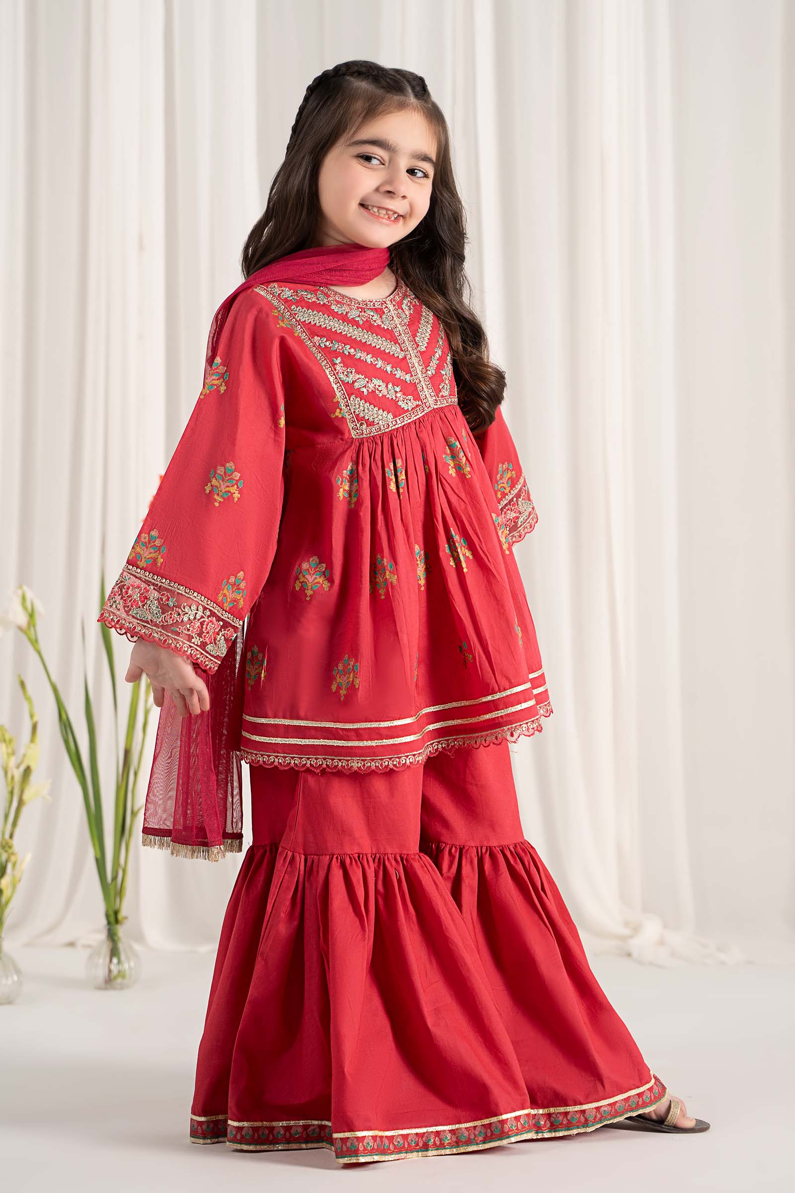 Maria B | 3 Piece Embroidered Lawn Suit | MKD-EF25-15 by Maria Faisal - Registered Vendor of : Maria B - type : Kids Clothes - 100% original wedding dresses