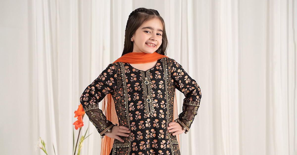3 Piece Embroidered Lawn Suit - Kids Clothes - available at Maria Faisal in UK and USA
