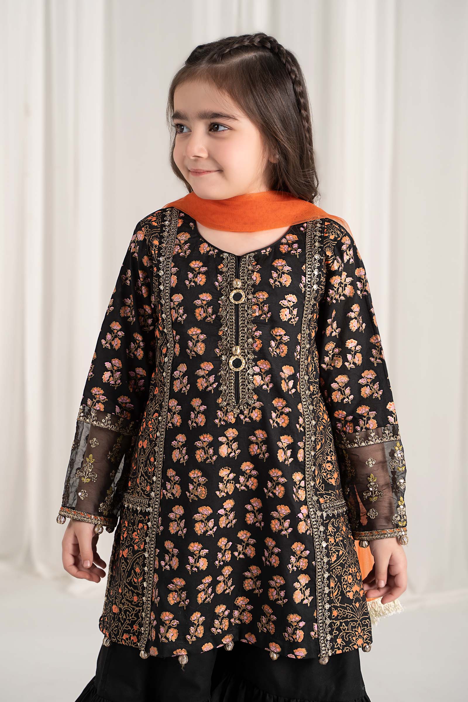 Maria B | 3 Piece Embroidered Lawn Suit | MKD-EF25-23 by Maria Faisal - Registered Vendor of : Maria B - type : Kids Clothes - 100% original wedding dresses