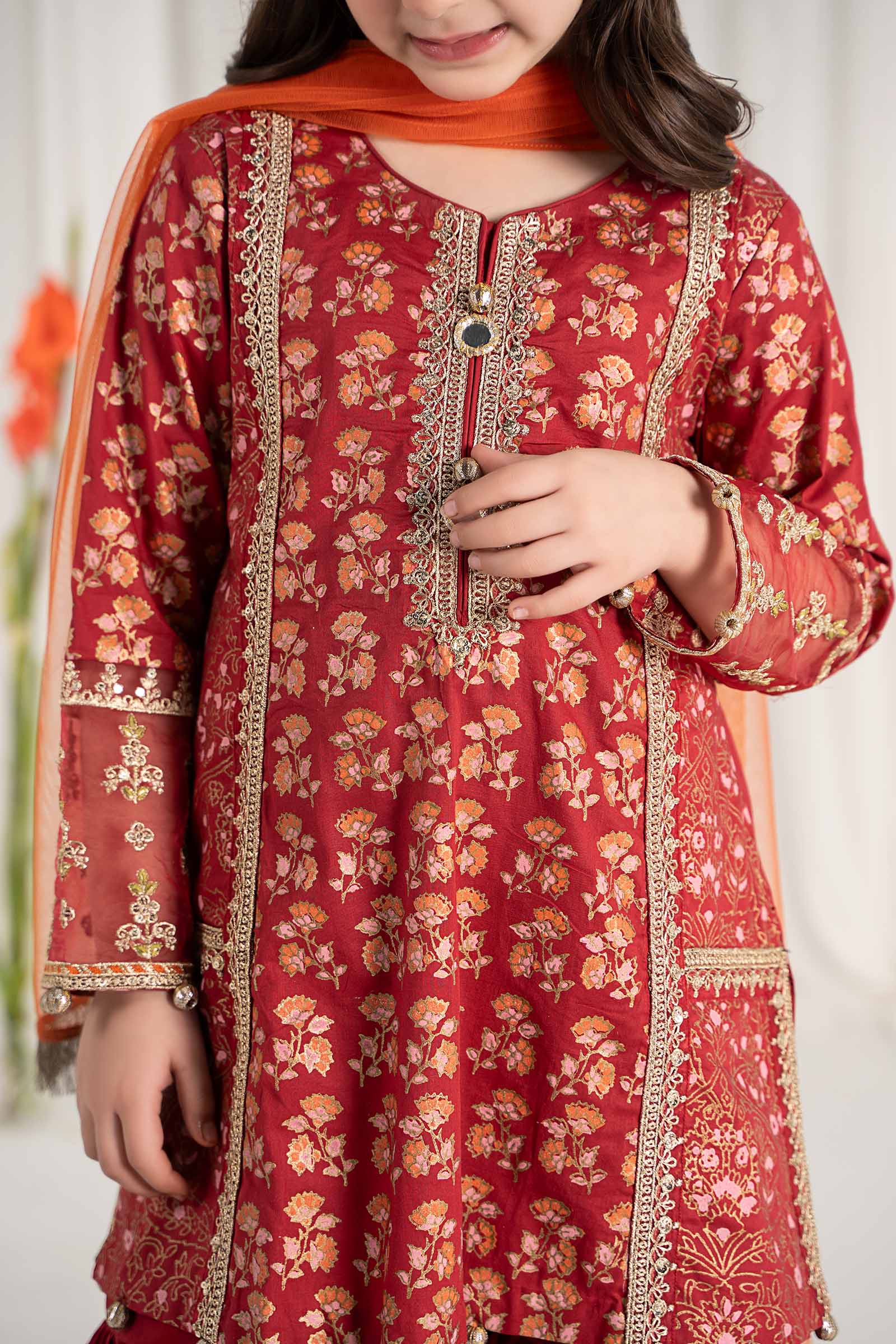 Maria B | 3 Piece Embroidered Lawn Suit | MKD-EF25-23 by Maria Faisal - Registered Vendor of : Maria B - type : Kids Clothes - 100% original wedding dresses