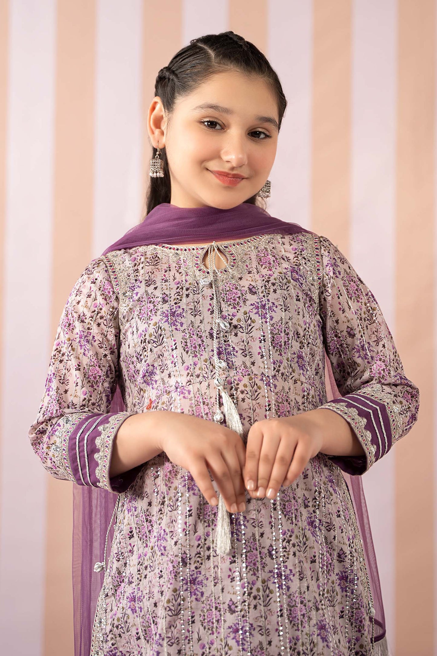 Maria B | 3 Piece Embroidered Lawn Suit | MKD-EF25-27 by Maria Faisal - Registered Vendor of : Maria B - type : Kids Clothes - 100% original wedding dresses