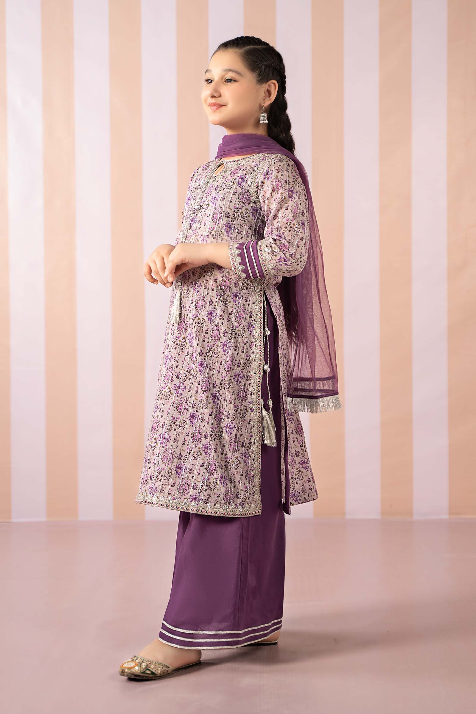 Maria B | 3 Piece Embroidered Lawn Suit | MKD-EF25-27 by Maria Faisal - Registered Vendor of : Maria B - type : Kids Clothes - 100% original wedding dresses