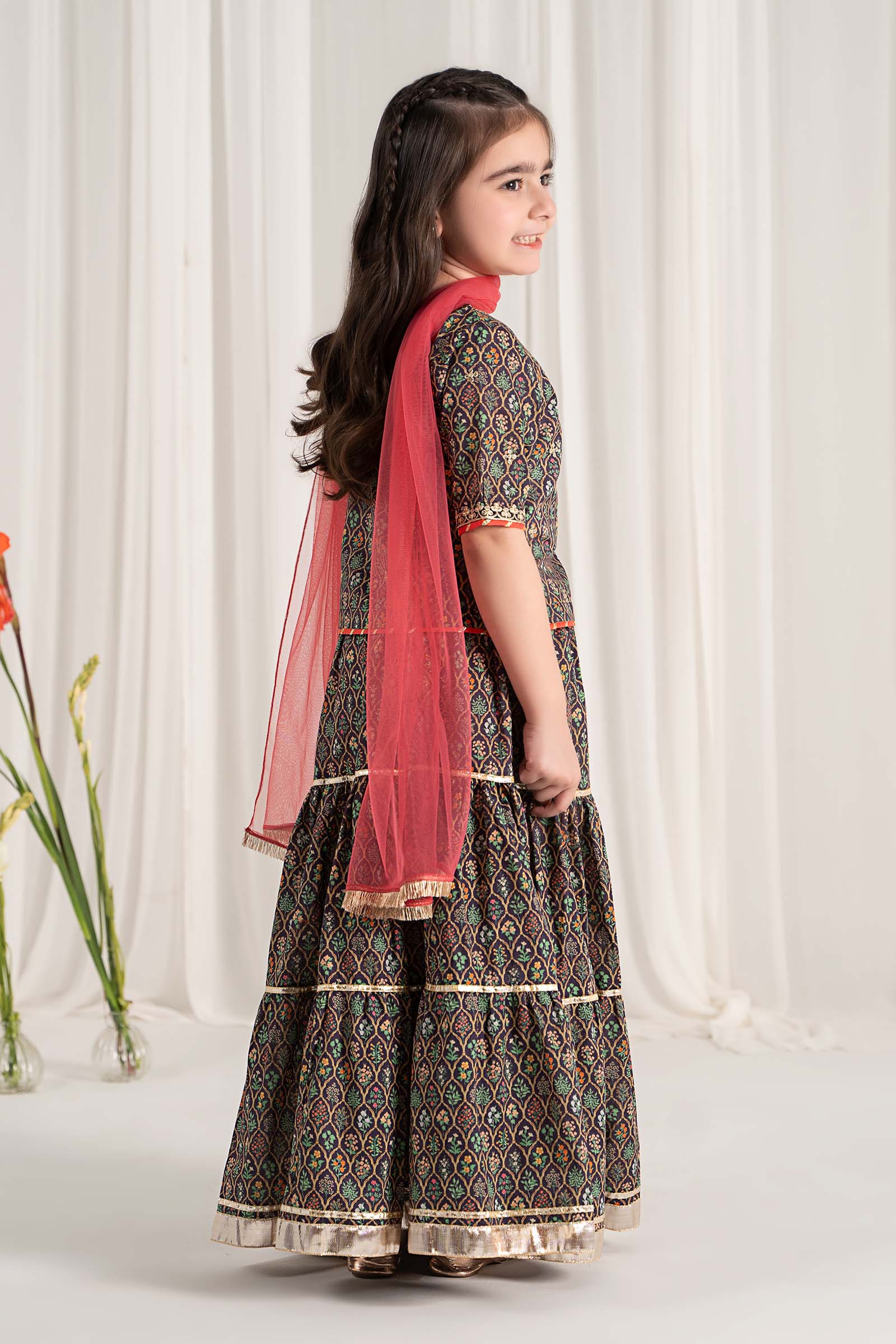 Maria B | 3 Piece Printed Lawn Suit | MKD-EF25-30 by Maria Faisal - Registered Vendor of : Maria B - type : Kids Clothes - 100% original wedding dresses