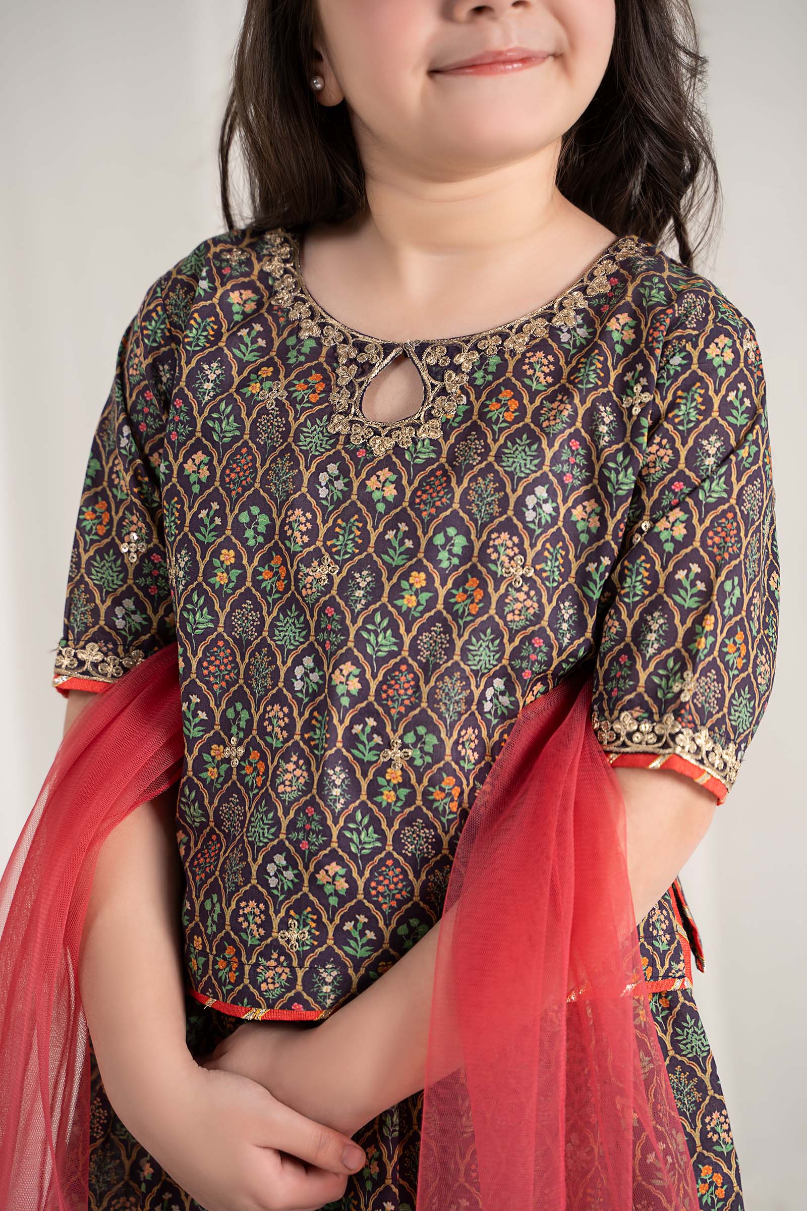 Maria B | 3 Piece Printed Lawn Suit | MKD-EF25-30 by Maria Faisal - Registered Vendor of : Maria B - type : Kids Clothes - 100% original wedding dresses