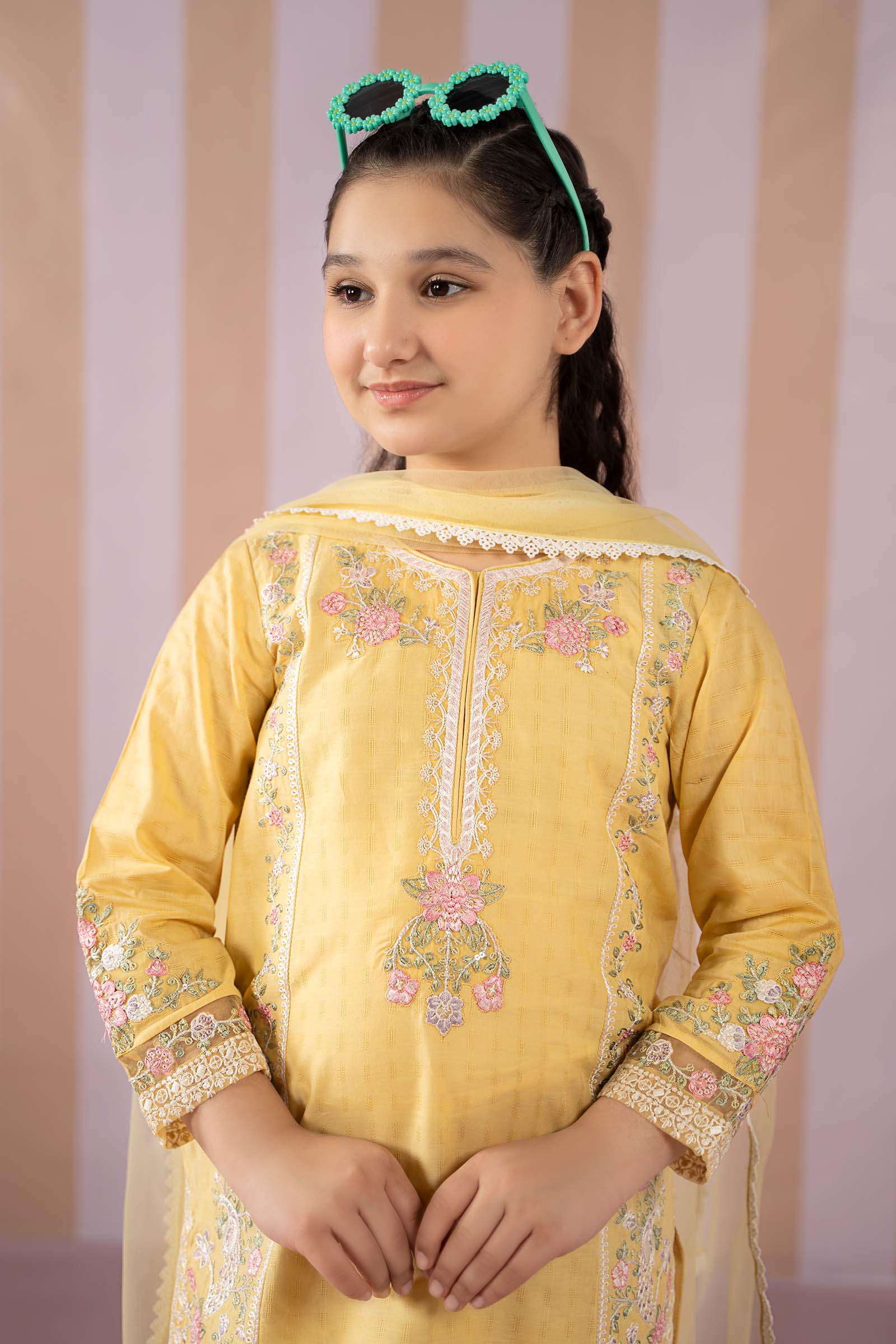 Maria B | 3 Piece Embroidered Dobby Lawn Suit | MKD-EF25-50 by Maria Faisal - Registered Vendor of : Maria B - type : Kids Clothes - 100% original wedding dresses
