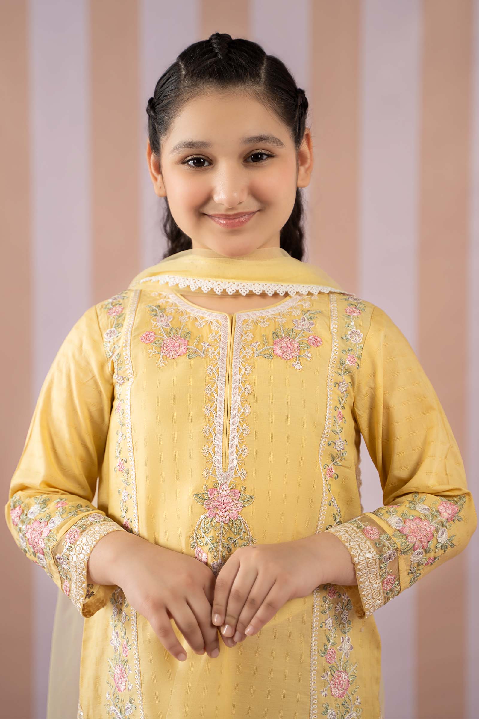 Maria B | 3 Piece Embroidered Dobby Lawn Suit | MKD-EF25-50 by Maria Faisal - Registered Vendor of : Maria B - type : Kids Clothes - 100% original wedding dresses