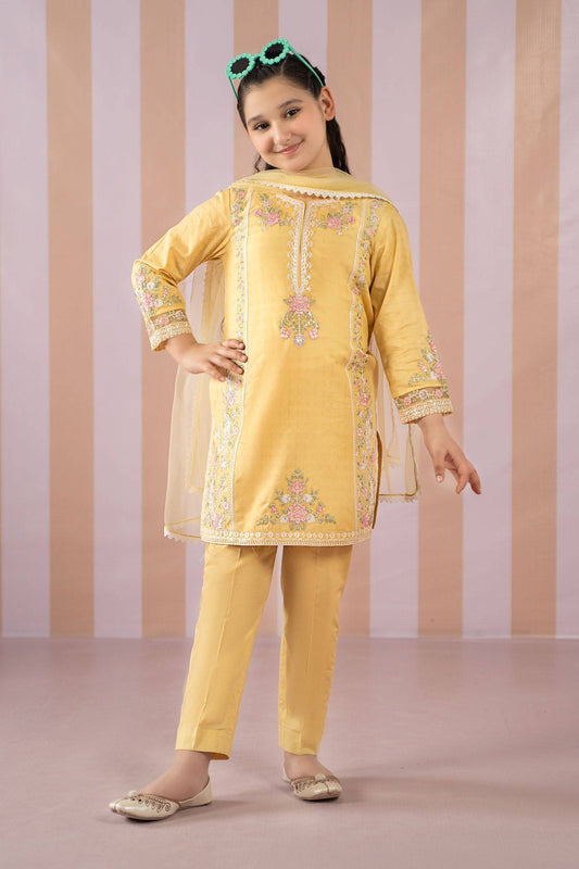 Maria B | 3 Piece Embroidered Dobby Lawn Suit | MKD-EF25-50 by Maria Faisal - Registered Vendor of : Maria B - type : Kids Clothes - 100% original wedding dresses