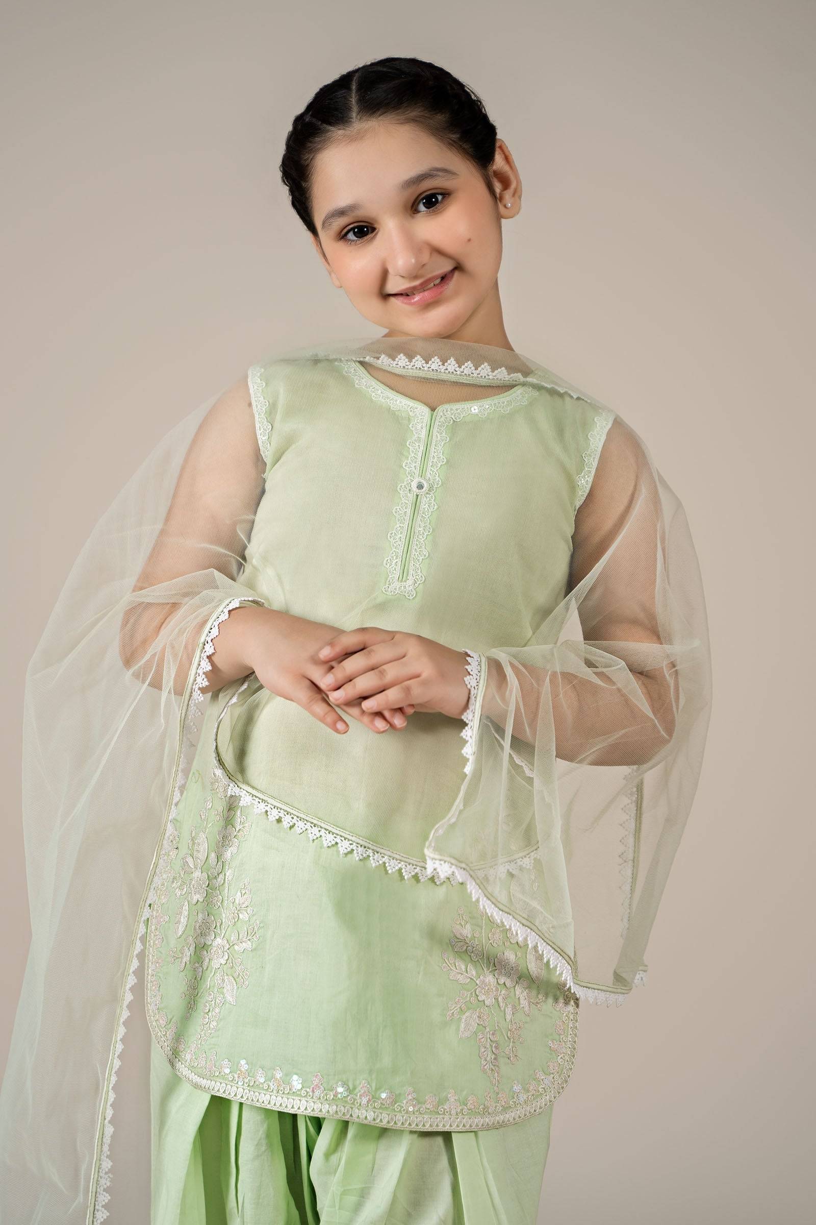 Maria B | 3 Piece Embroidered Lawn Suit | MKD-EF25-60 by Maria Faisal - Registered Vendor of : Maria B - type : Kids Clothes - 100% original wedding dresses
