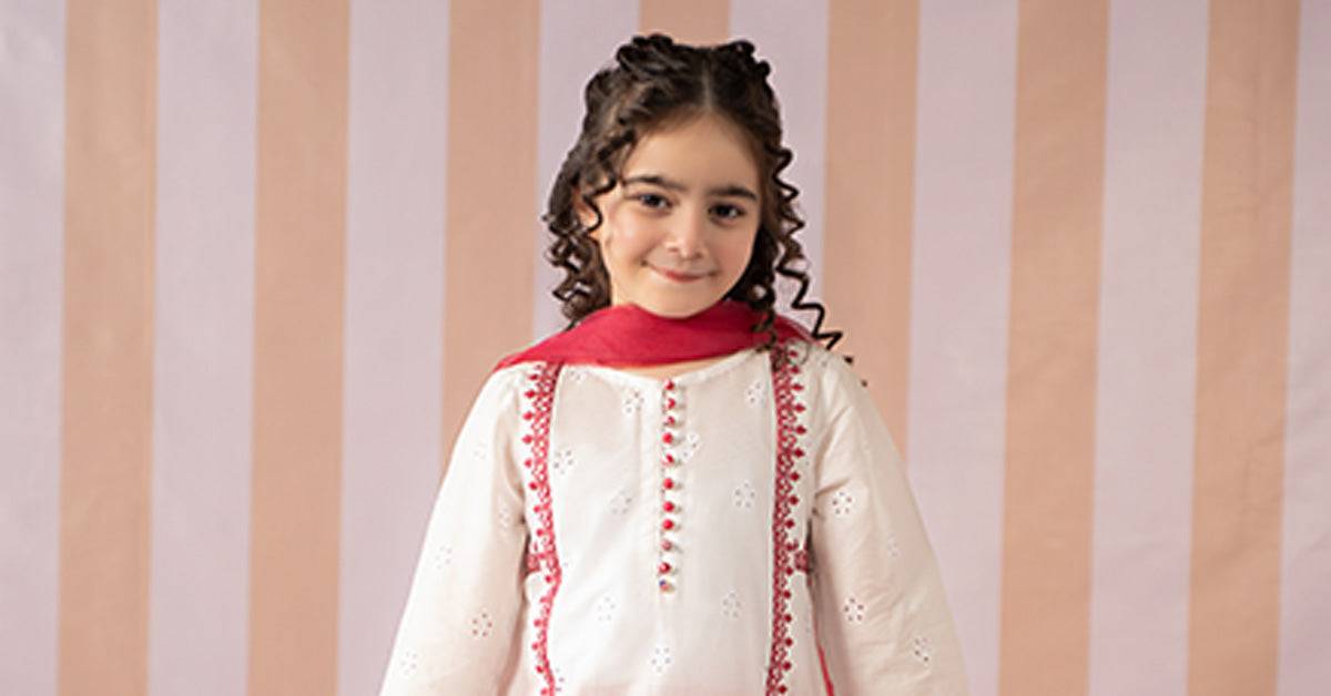 Maria B | 3 Piece Embroidered Lawn Suit | MKD-EF25-66 by Maria Faisal - Registered Vendor of : Maria B - type : Kids Clothes - 100% original wedding dresses