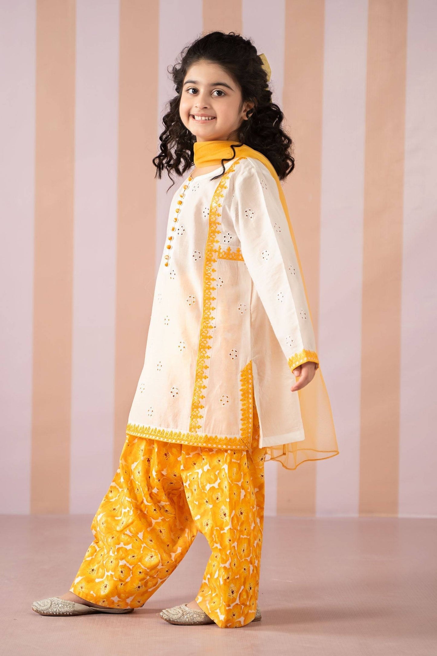 Maria B | 3 Piece Embroidered Lawn Suit | MKD-EF25-66 by Maria Faisal - Registered Vendor of : Maria B - type : Kids Clothes - 100% original wedding dresses