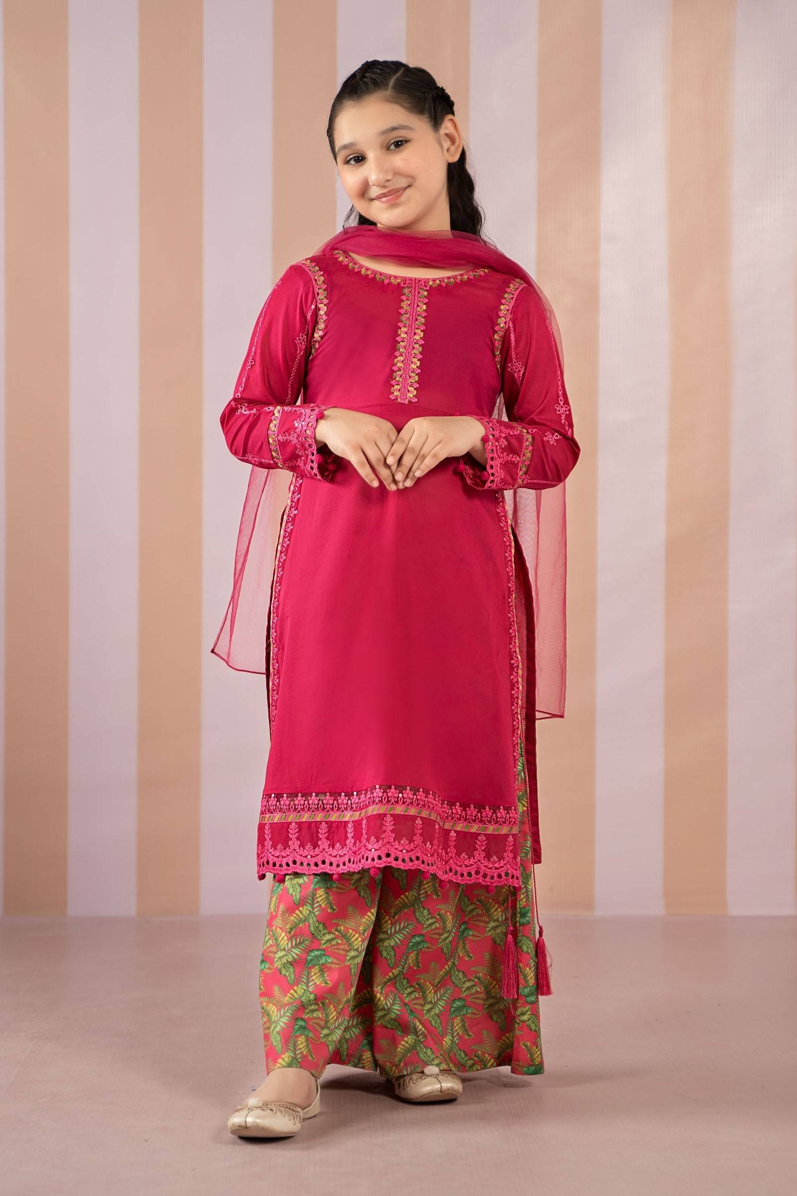 Maria B | 2 Piece Printed Lawn Suit | MKD-EF25-67 by Maria Faisal - Registered Vendor of : Maria B - type : Kids Clothes - 100% original wedding dresses