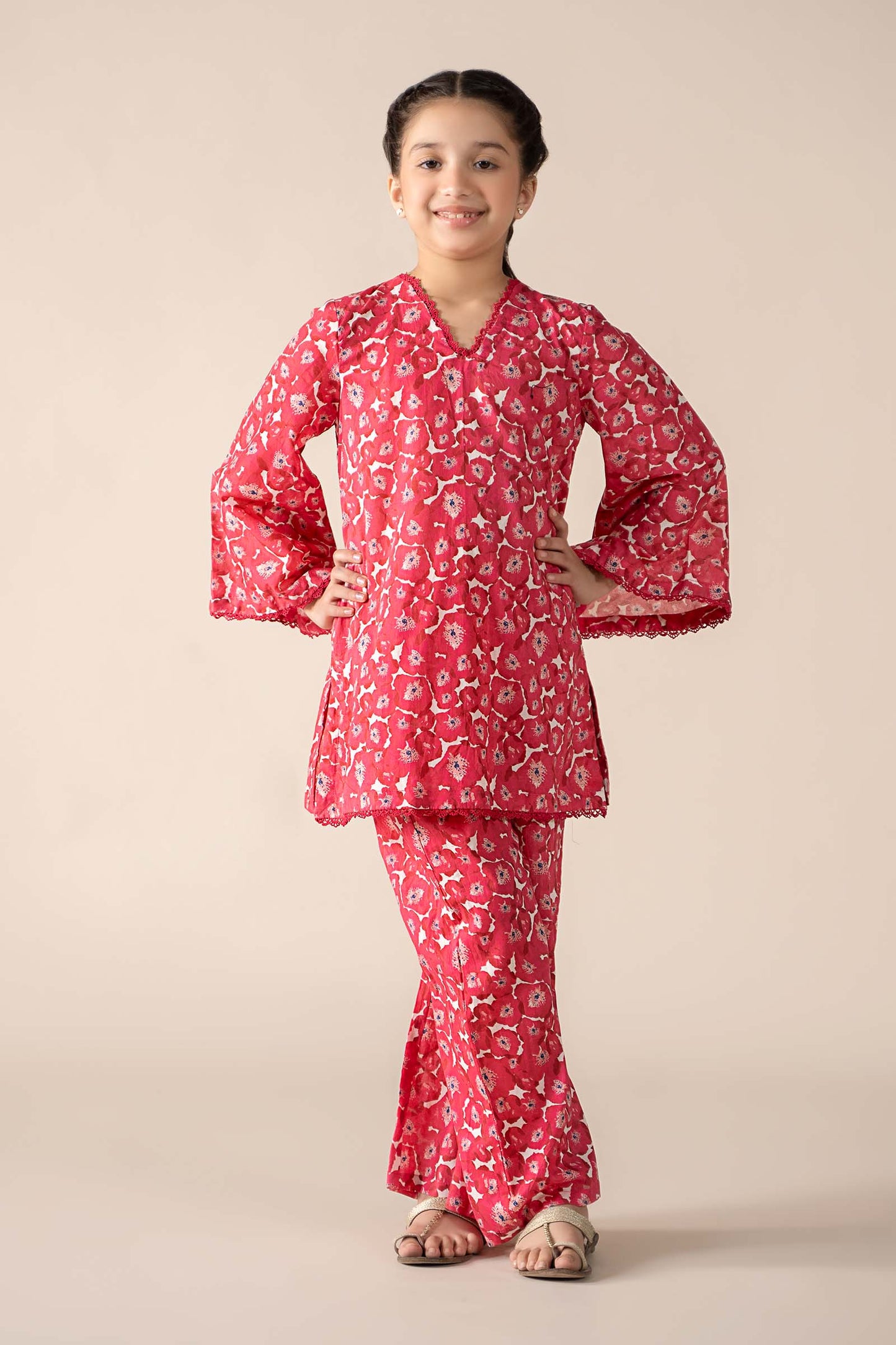 Maria B | 2 Piece Printed Lawn Suit | MKD-EF25-69 by Maria Faisal - Registered Vendor of : Maria B - type : Kids Clothes - 100% original wedding dresses