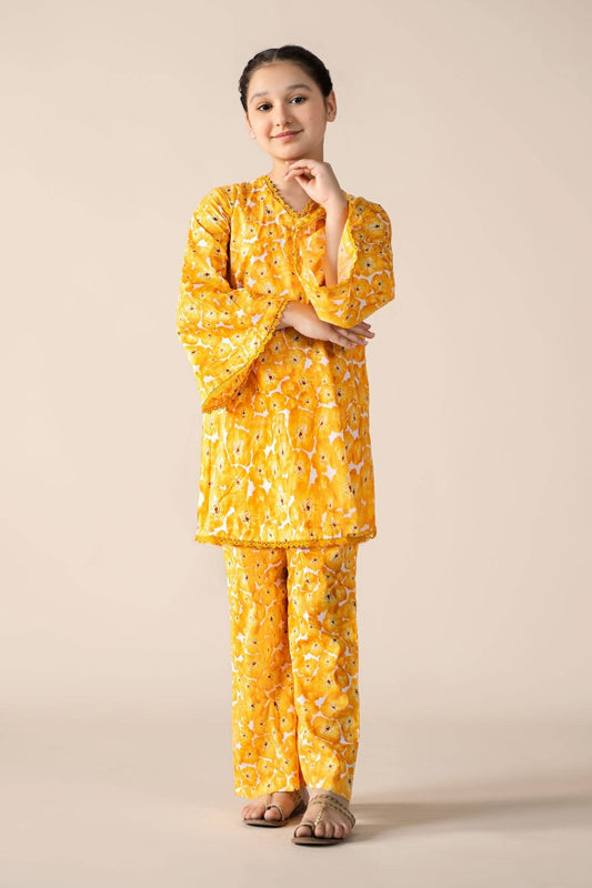 Maria B | 2 Piece Printed Lawn Suit | MKD-EF25-69 by Maria Faisal - Registered Vendor of : Maria B - type : Kids Clothes - 100% original wedding dresses