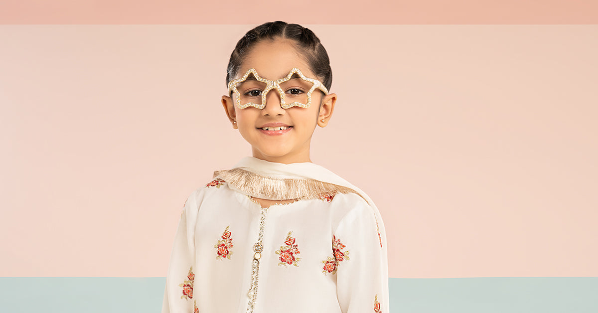 3 Piece Embroidered Dobby Lawn Suit - by Maria Faisal - Registered Vendor of : Maria B Kids - 100% Original Designer Dress