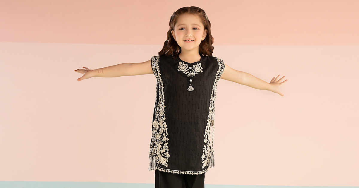 3 Piece Embroidered Brochia Jacquard Suit - Kids Clothing - available at Maria Faisal in UK and USA.