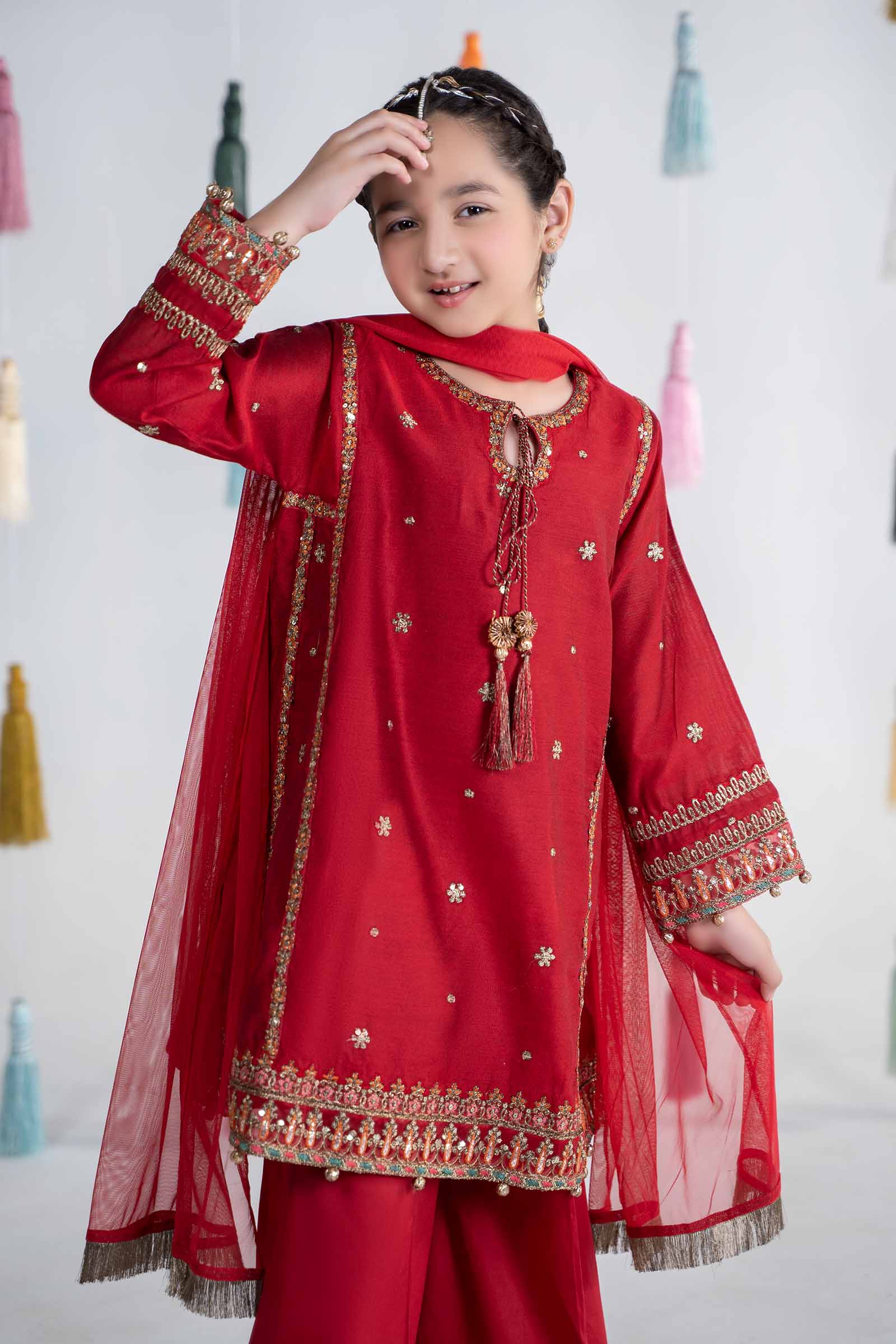Maria B | 3 Piece Embroidered Yarn Dyed Suit | MKS-EA24-19 by Maria Faisal - Registered Vendor of : Maria B - type : Kids Clothes - 100% original wedding dresses