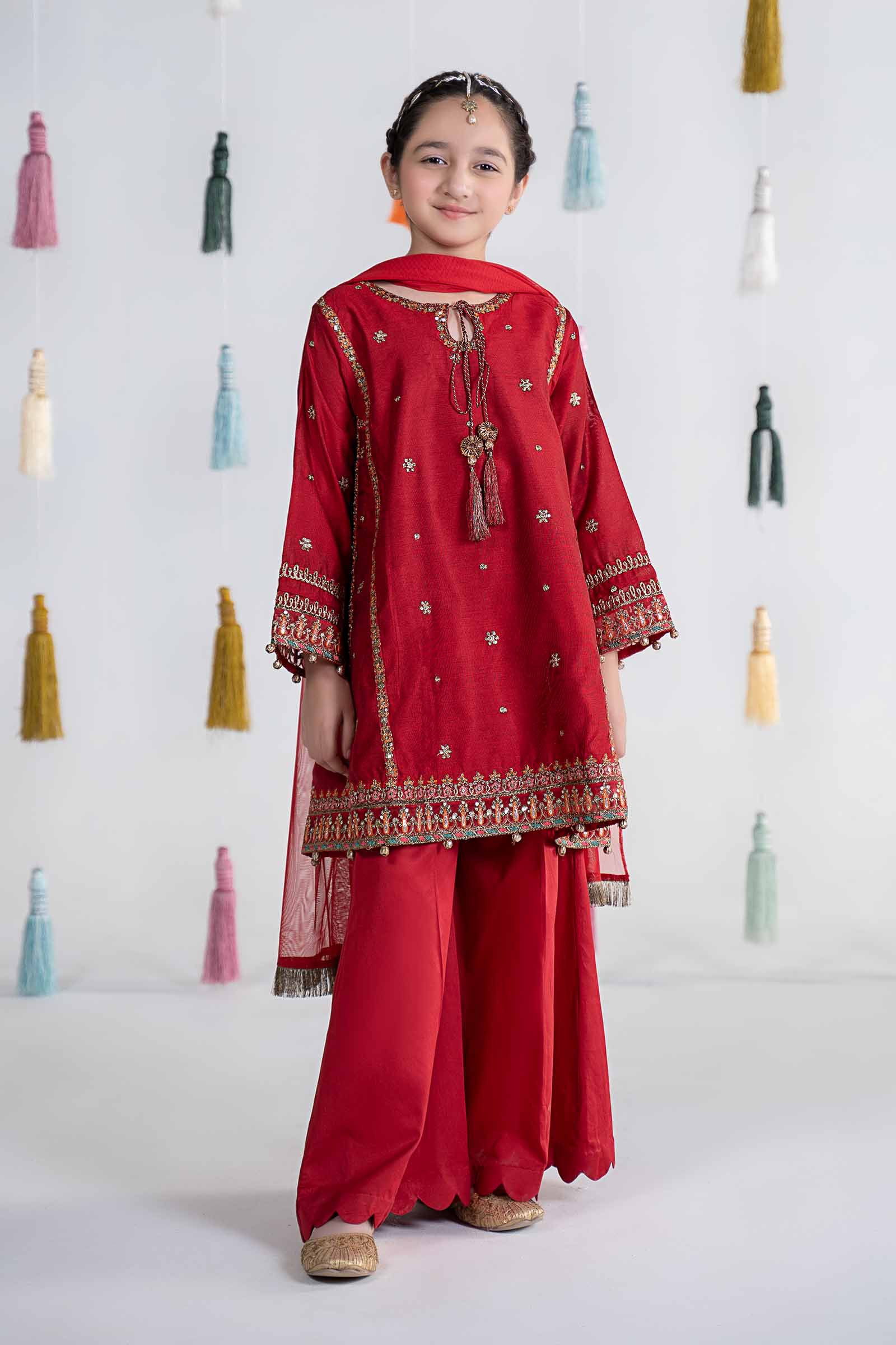 Maria B | 3 Piece Embroidered Yarn Dyed Suit | MKS-EA24-19 by Maria Faisal - Registered Vendor of : Maria B - type : Kids Clothes - 100% original wedding dresses