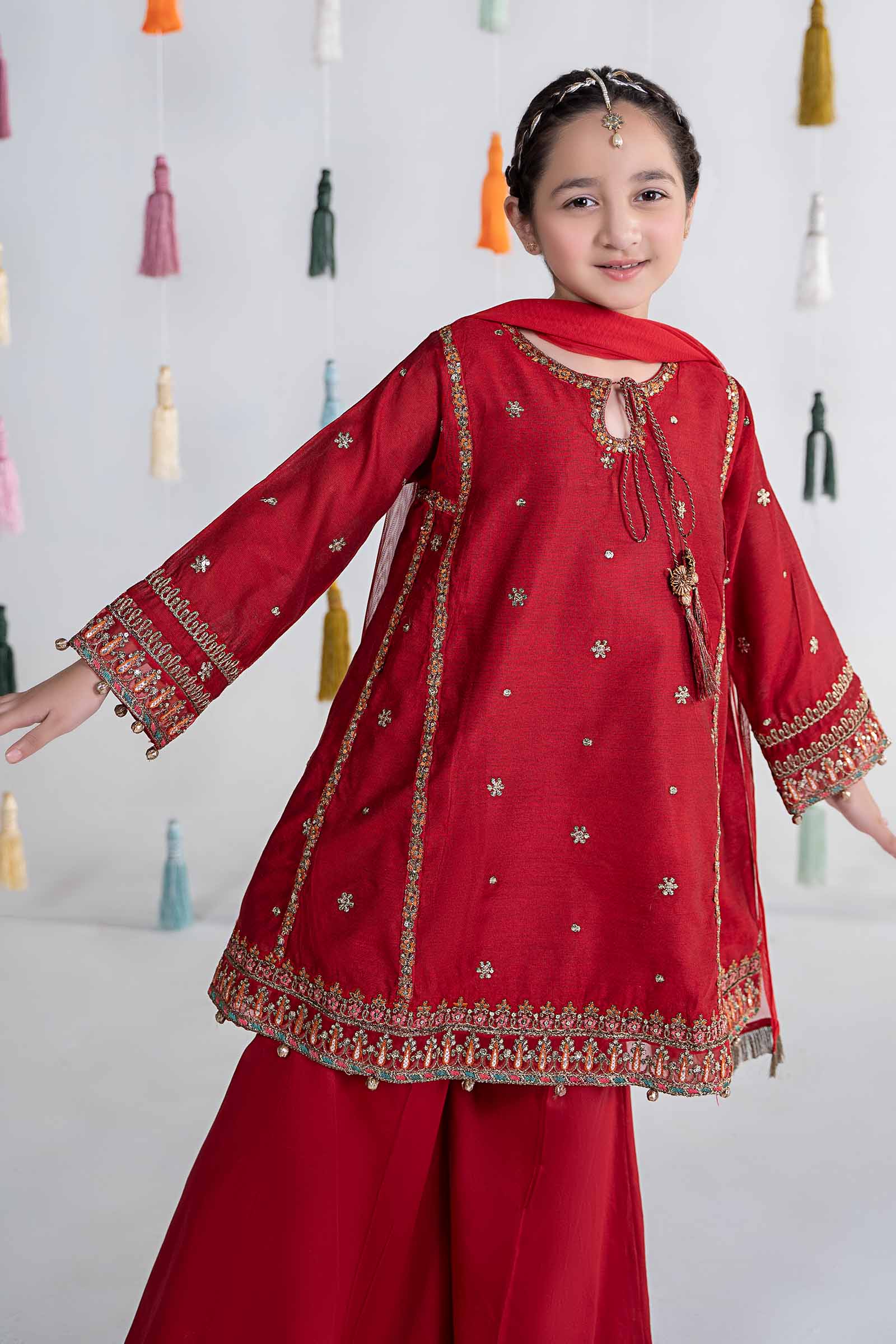 Maria B | 3 Piece Embroidered Yarn Dyed Suit | MKS-EA24-19 by Maria Faisal - Registered Vendor of : Maria B - type : Kids Clothes - 100% original wedding dresses