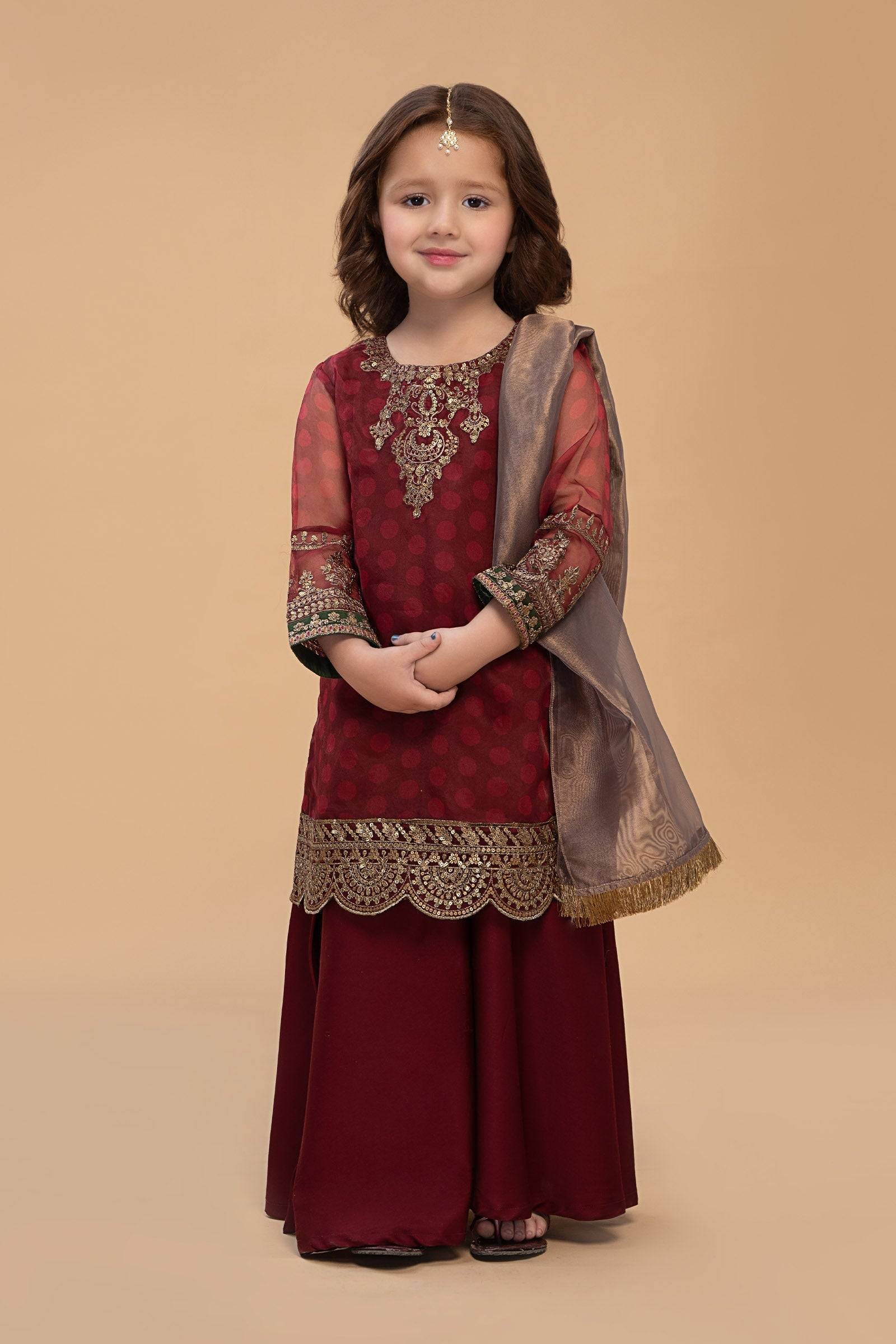 Maria B | 3 Piece Embroidered Lawn Suit | MKS-EF23-06R1 by Maria Faisal - Registered Vendor of : Maria B - type : Kids Clothes - 100% original wedding dresses