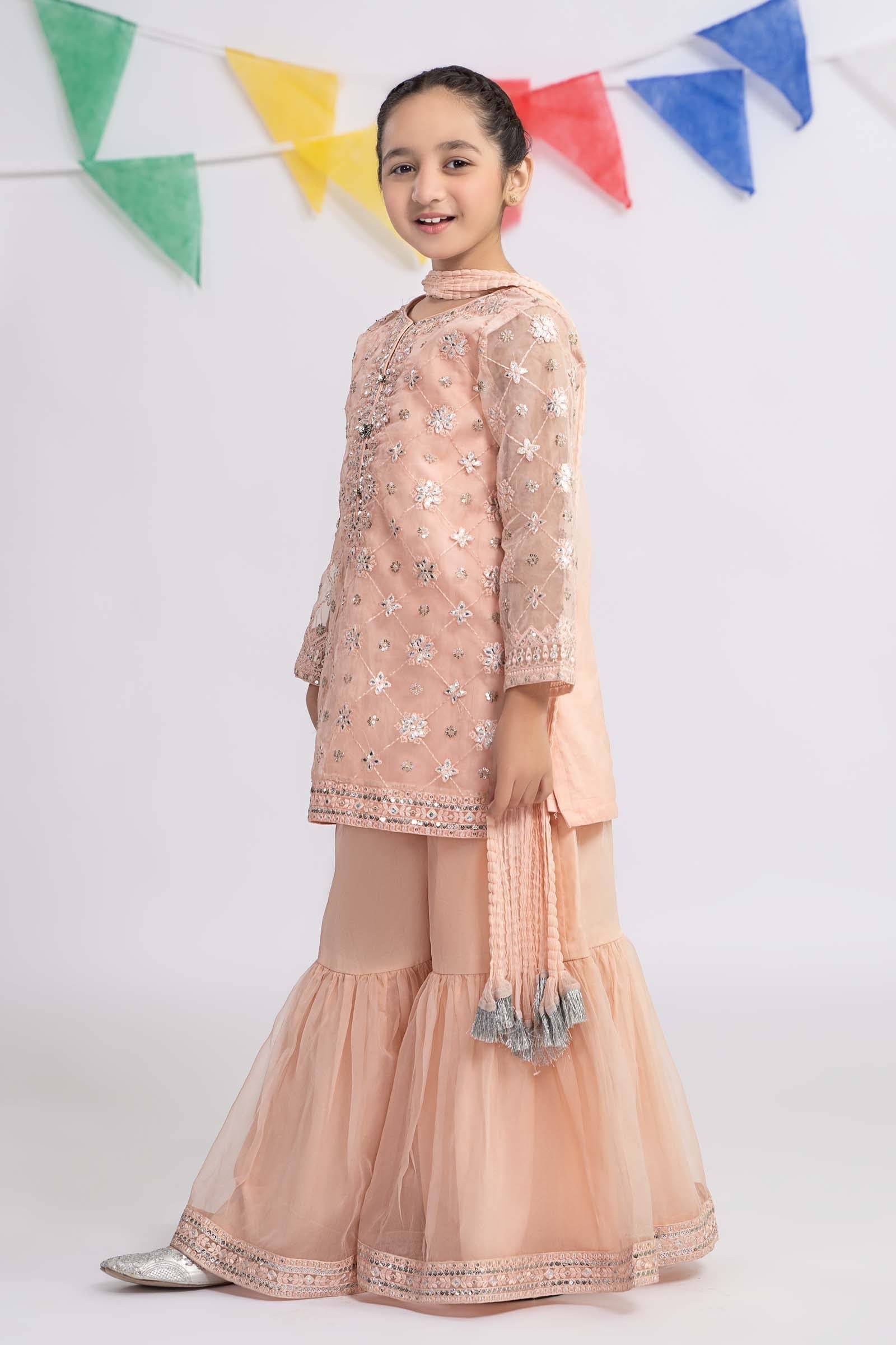 Maria B | 3 Piece Embroidered Organza Suit | MKS-EF24-11 by Maria Faisal - Registered Vendor of : Maria B - type : Kids Clothes - 100% original wedding dresses