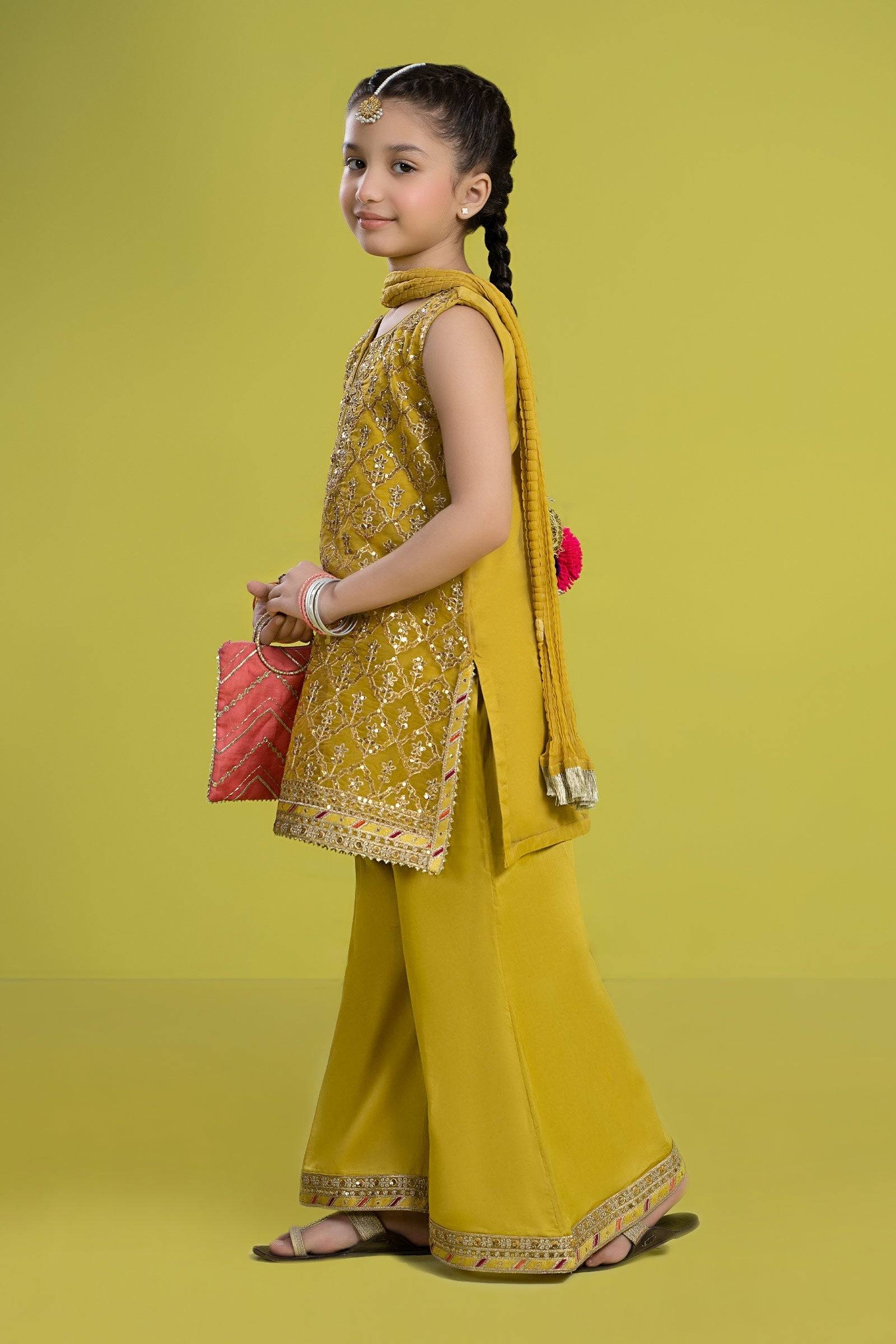 Maria B | 3 Piece Embroidered Organza Suit | MKS-EF24-14 by Maria Faisal - Registered Vendor of : Maria B - type : Kids Clothes - 100% original wedding dresses