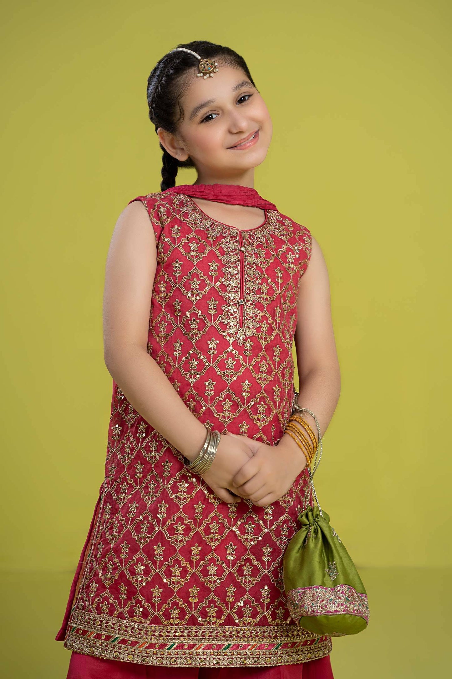 Maria B | 3 Piece Embroidered Organza Suit | MKS-EF24-14 by Maria Faisal - Registered Vendor of : Maria B - type : Kids Clothes - 100% original wedding dresses