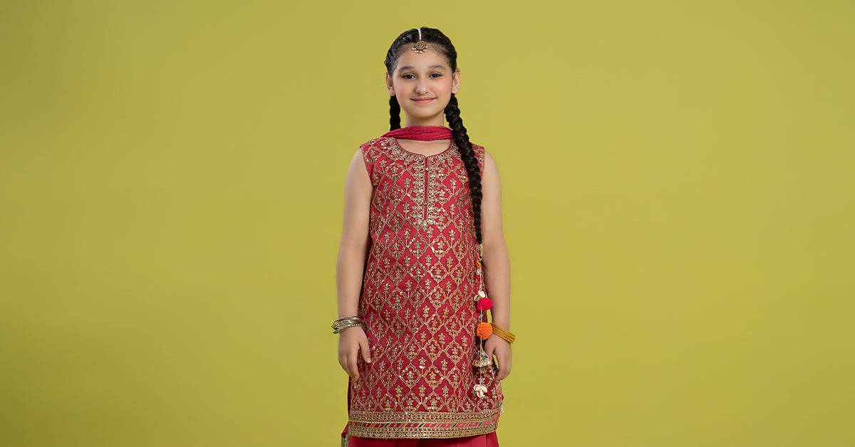 Maria B | 3 Piece Embroidered Organza Suit | MKS-EF24-14 by Maria Faisal - Registered Vendor of : Maria B - type : Kids Clothes - 100% original wedding dresses