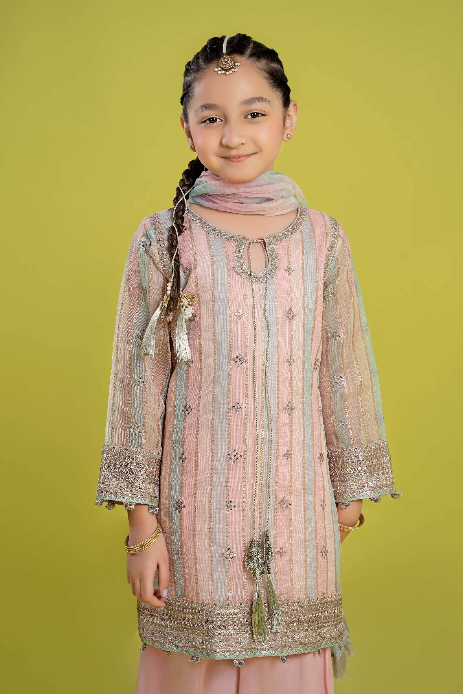 Maria B | 3 Piece Embroidered Yarn Dyed Suit | MKS-EF24-32 by Maria Faisal - Registered Vendor of : Maria B - type : Kids Clothes - 100% original wedding dresses