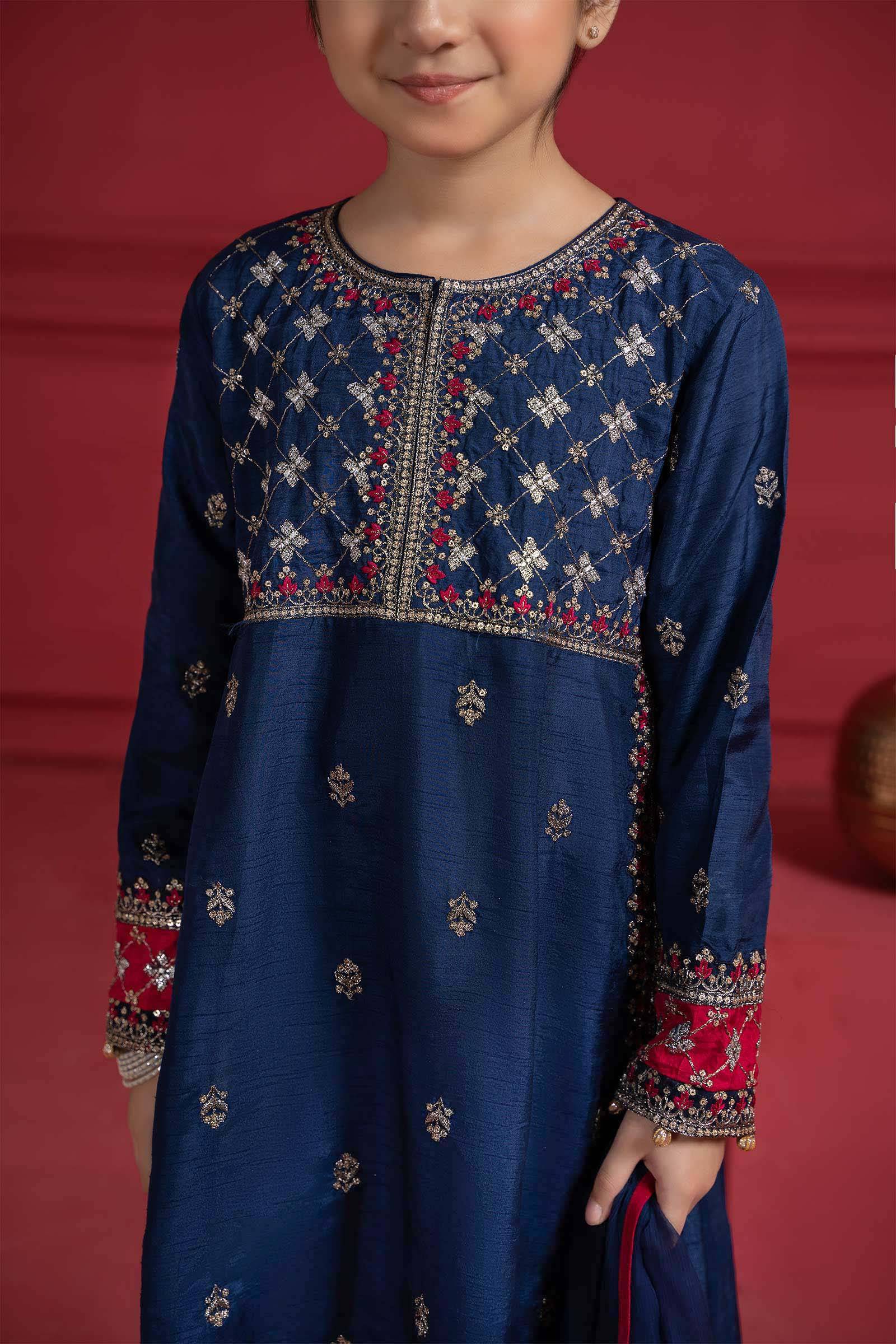 Maria B | Suit Blue MKS-W23-12 by Maria Faisal - Registered Vendor of : Maria B - type : Kids Clothes - 100% original wedding dresses