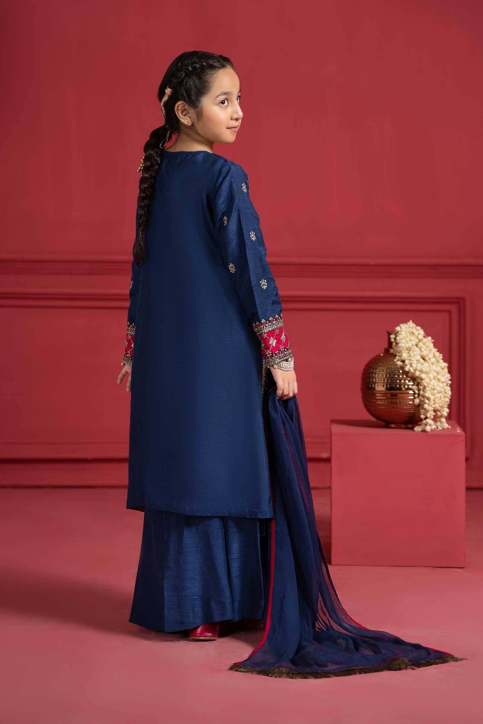 Maria B | Suit Blue MKS-W23-12 by Maria Faisal - Registered Vendor of : Maria B - type : Kids Clothes - 100% original wedding dresses
