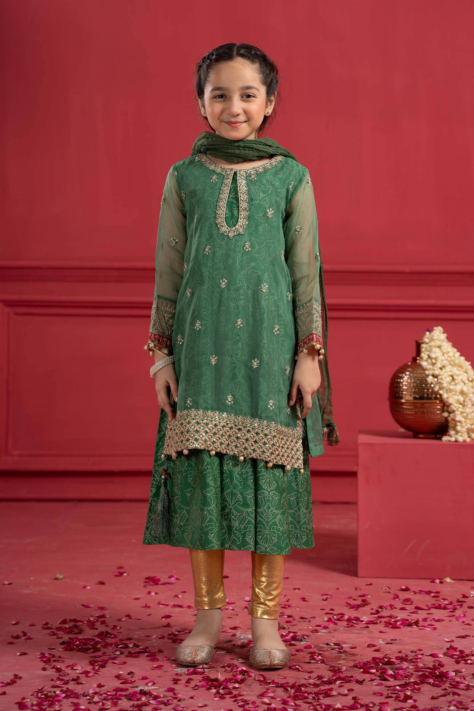 Maria B | Suit Green MKS-W23-21 by Maria Faisal - Registered Vendor of : Maria B - type : Kids Clothes - 100% original wedding dresses