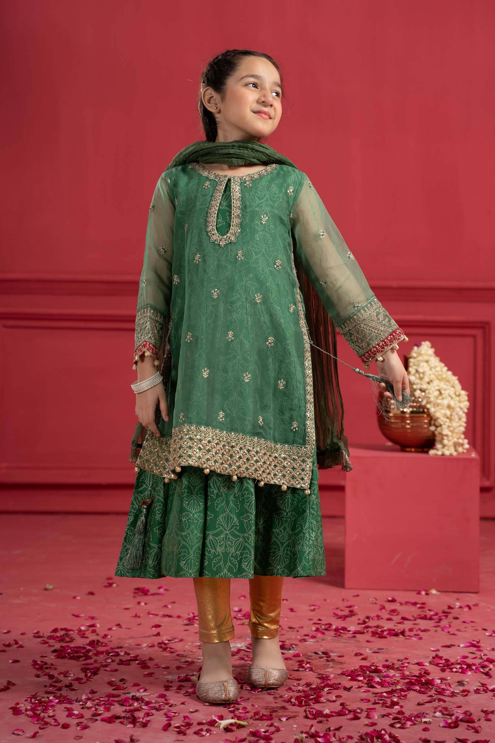 Maria B | Suit Green MKS-W23-21 by Maria Faisal - Registered Vendor of : Maria B - type : Kids Clothes - 100% original wedding dresses