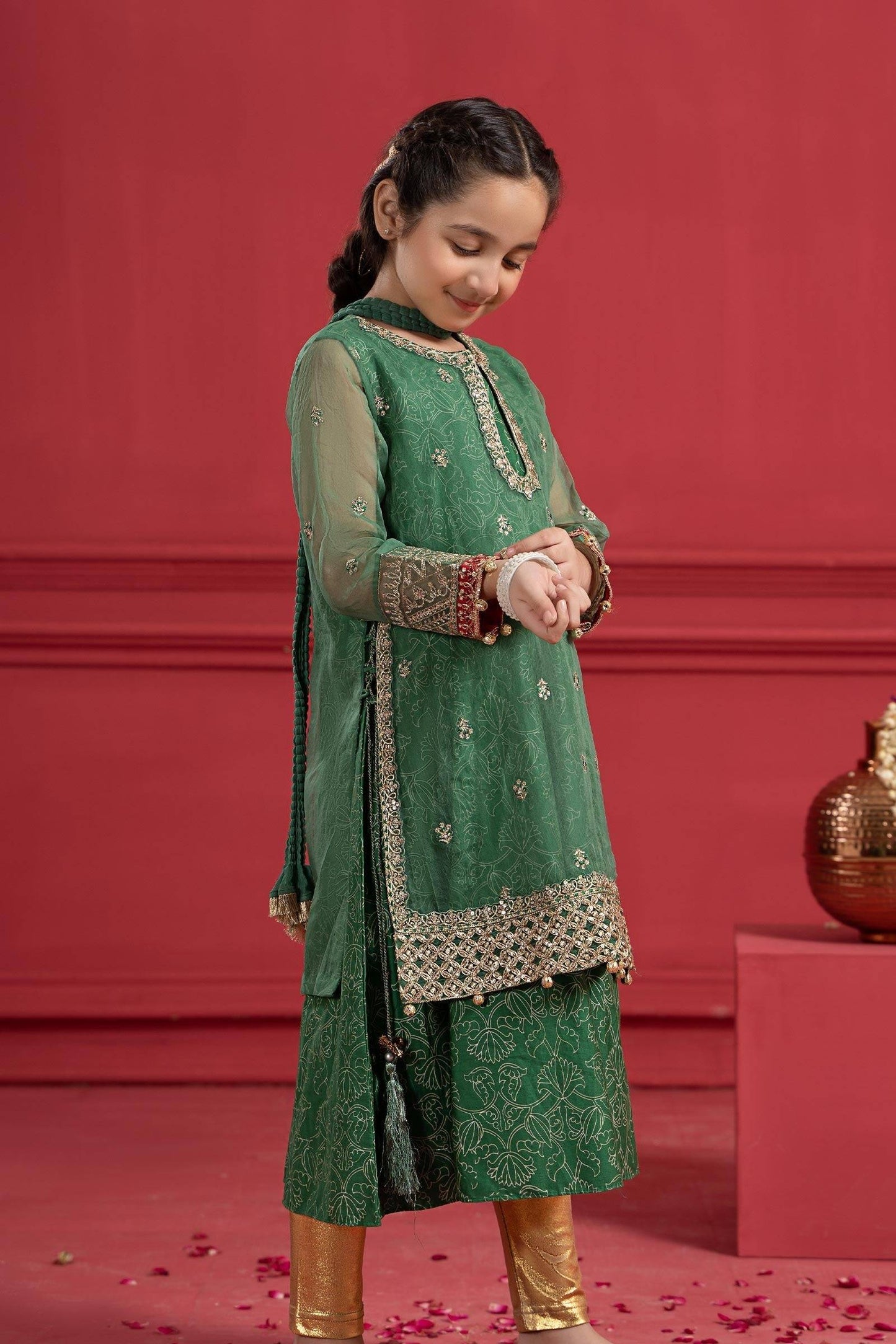 Maria B | Suit Green MKS-W23-21 by Maria Faisal - Registered Vendor of : Maria B - type : Kids Clothes - 100% original wedding dresses