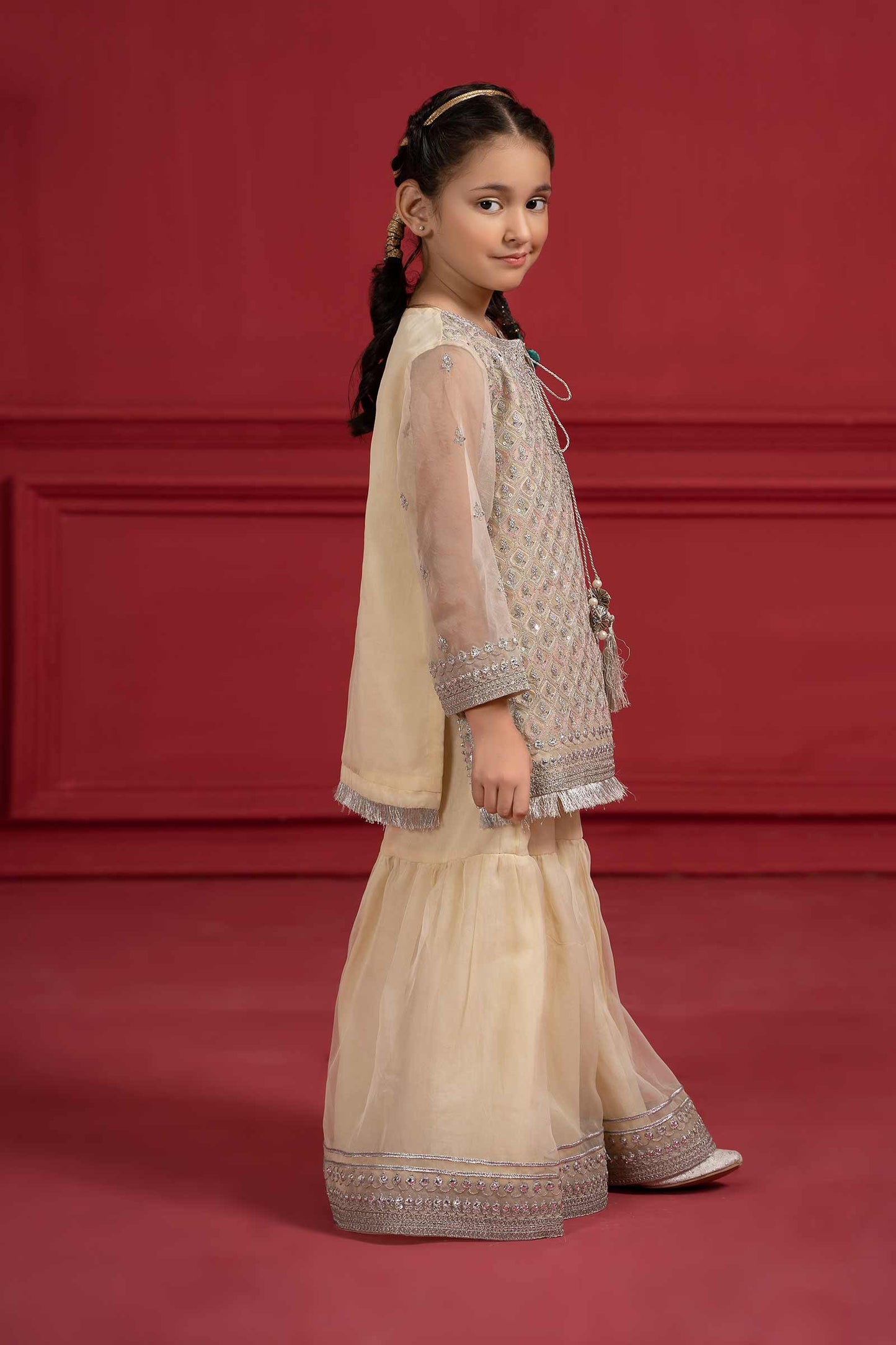 Maria B | Suit Lime Yellow MKS-W23-23 by Maria Faisal - Registered Vendor of : Maria B - type : Kids Clothes - 100% original wedding dresses