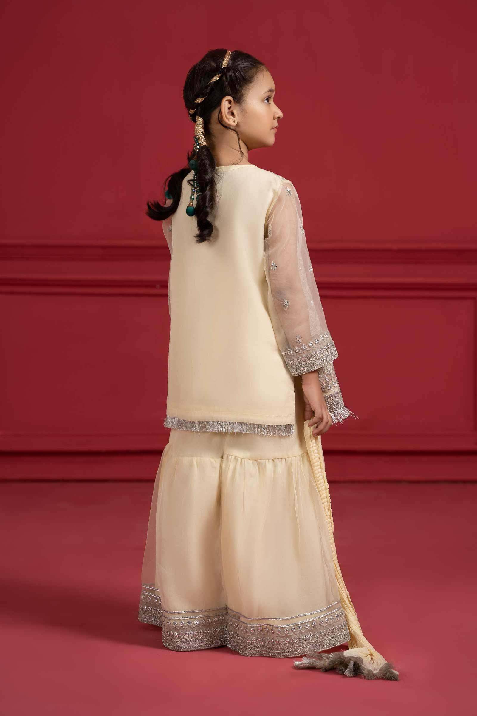 Maria B | Suit Lime Yellow MKS-W23-23 by Maria Faisal - Registered Vendor of : Maria B - type : Kids Clothes - 100% original wedding dresses