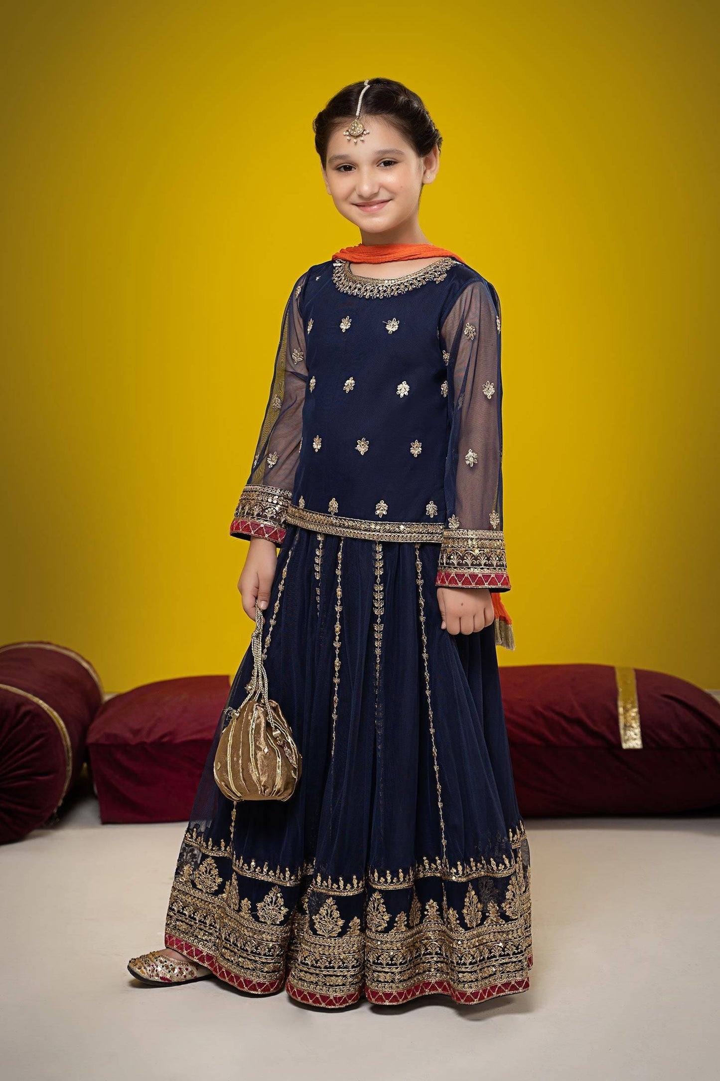 Maria B | Suit Navy Blue MKS-W23-35 by Maria Faisal - Registered Vendor of : Maria B - type : Kids Clothes - 100% original wedding dresses